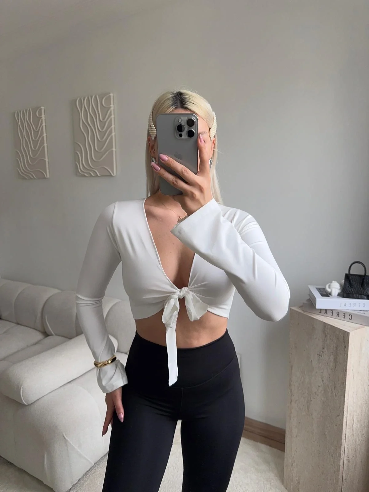 Ön Bağlamalı Fit Crop - BEYAZ