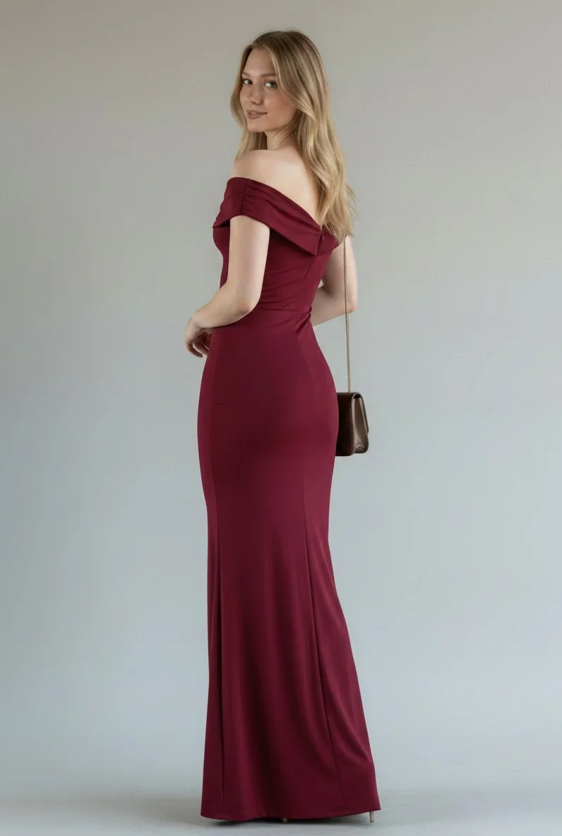 Ön Burgu Madonna Long Elbise - BORDO