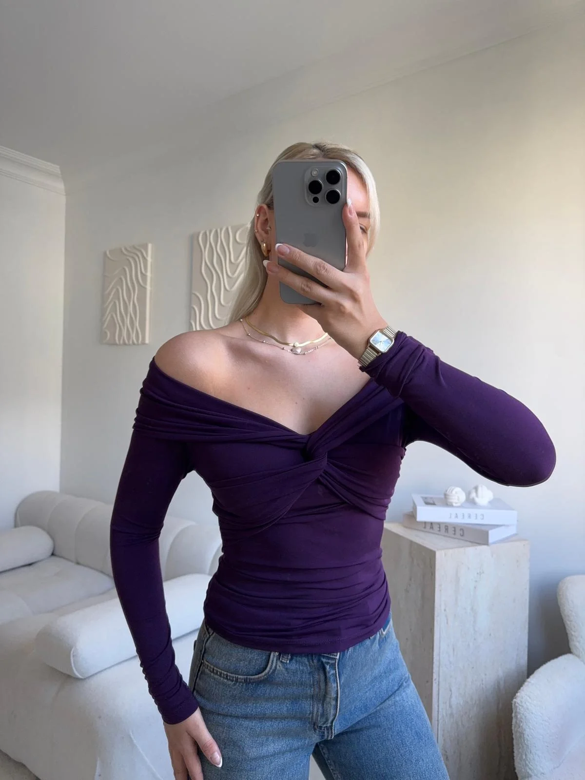 Önü Drapeli Madonna Bluz - MOR