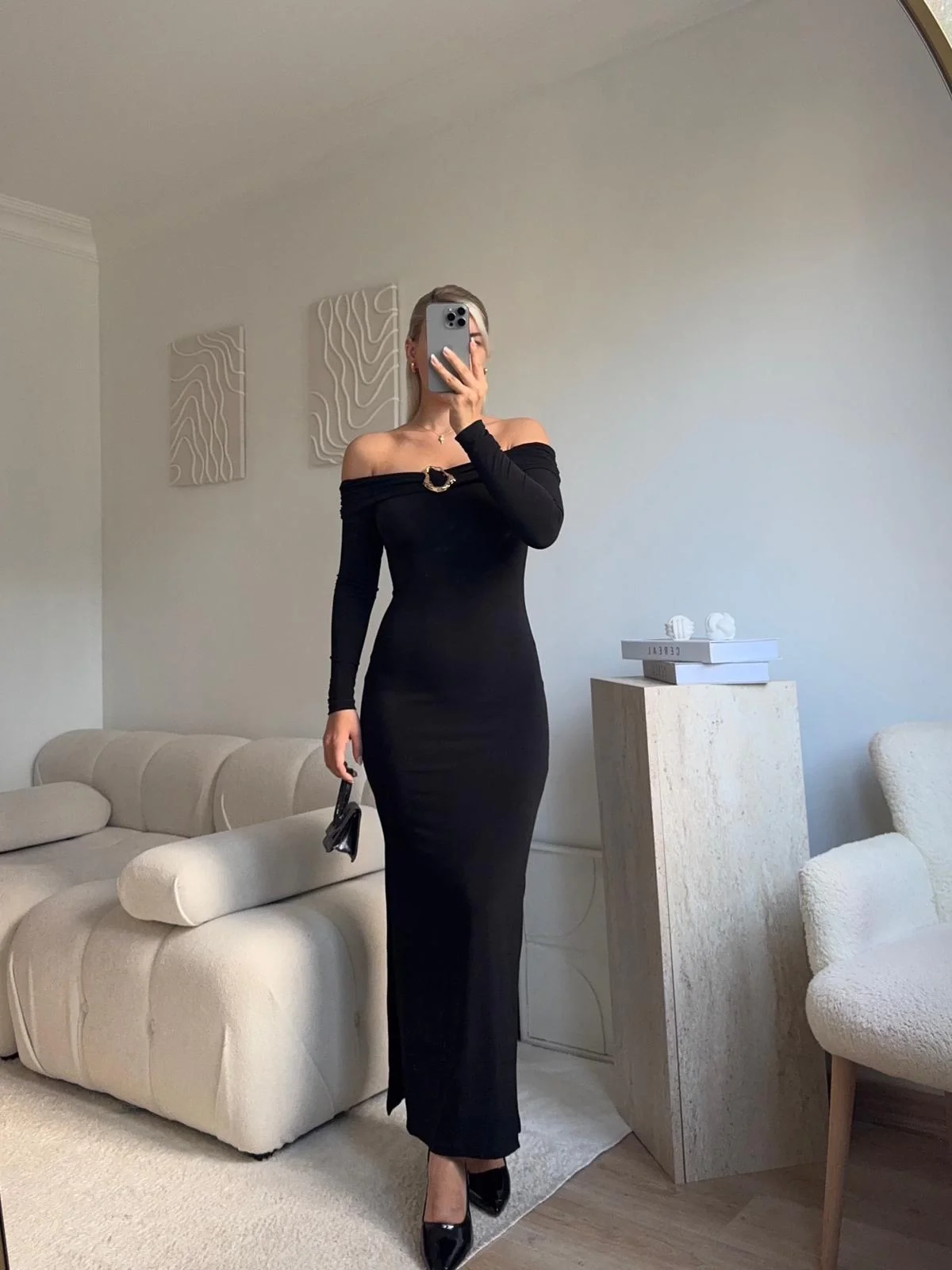 Önü Tokalı Madonna Elbise