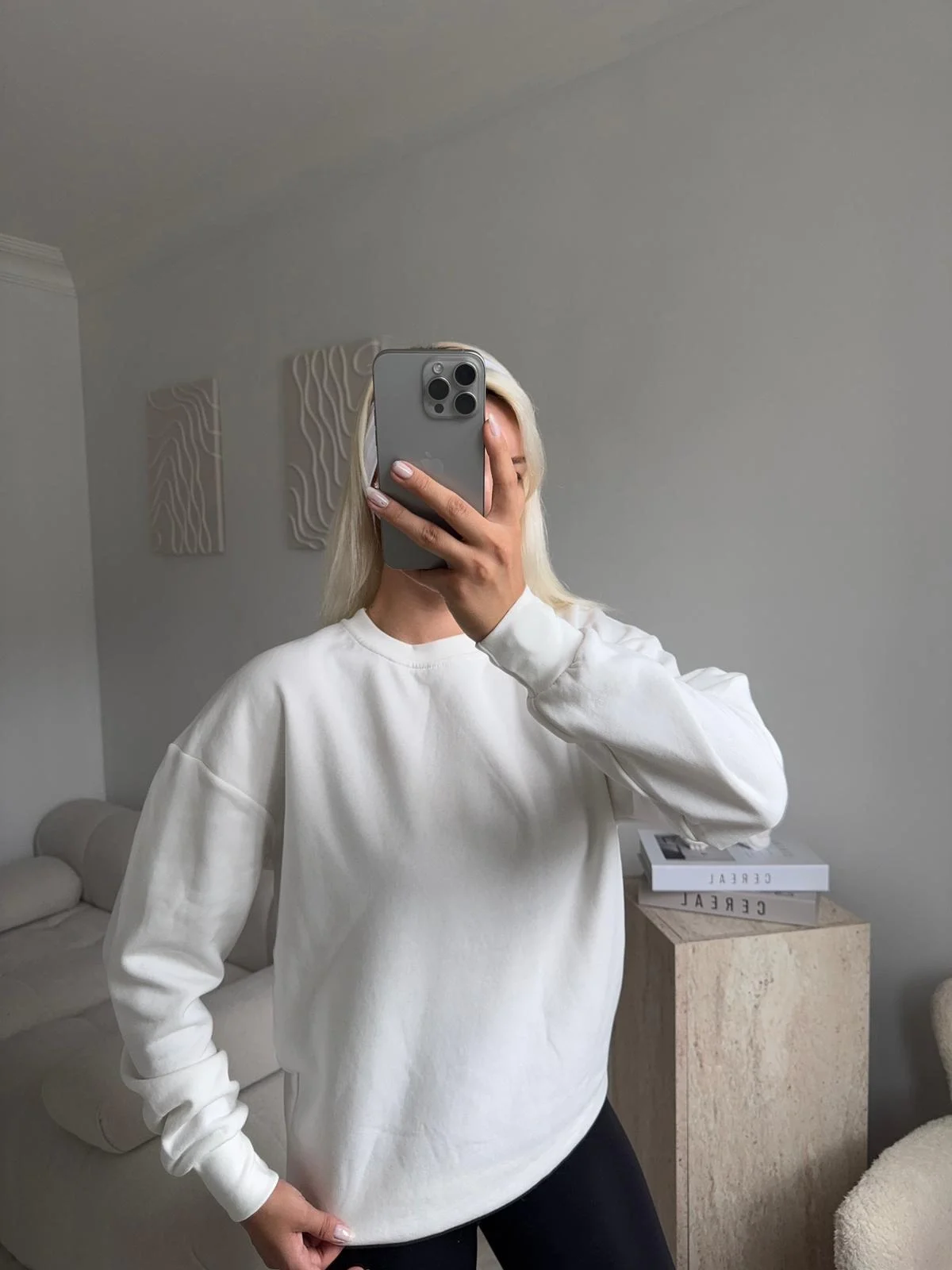 Oversize Basic Sweat - BEYAZ