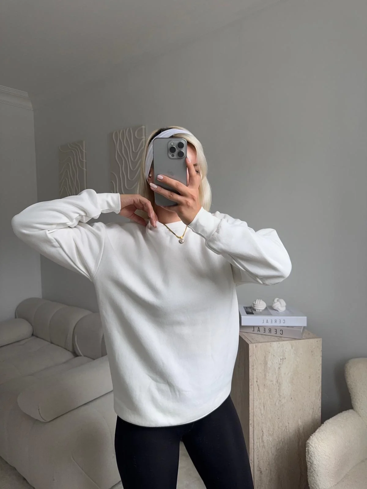 Oversize Basic Sweat - BEYAZ