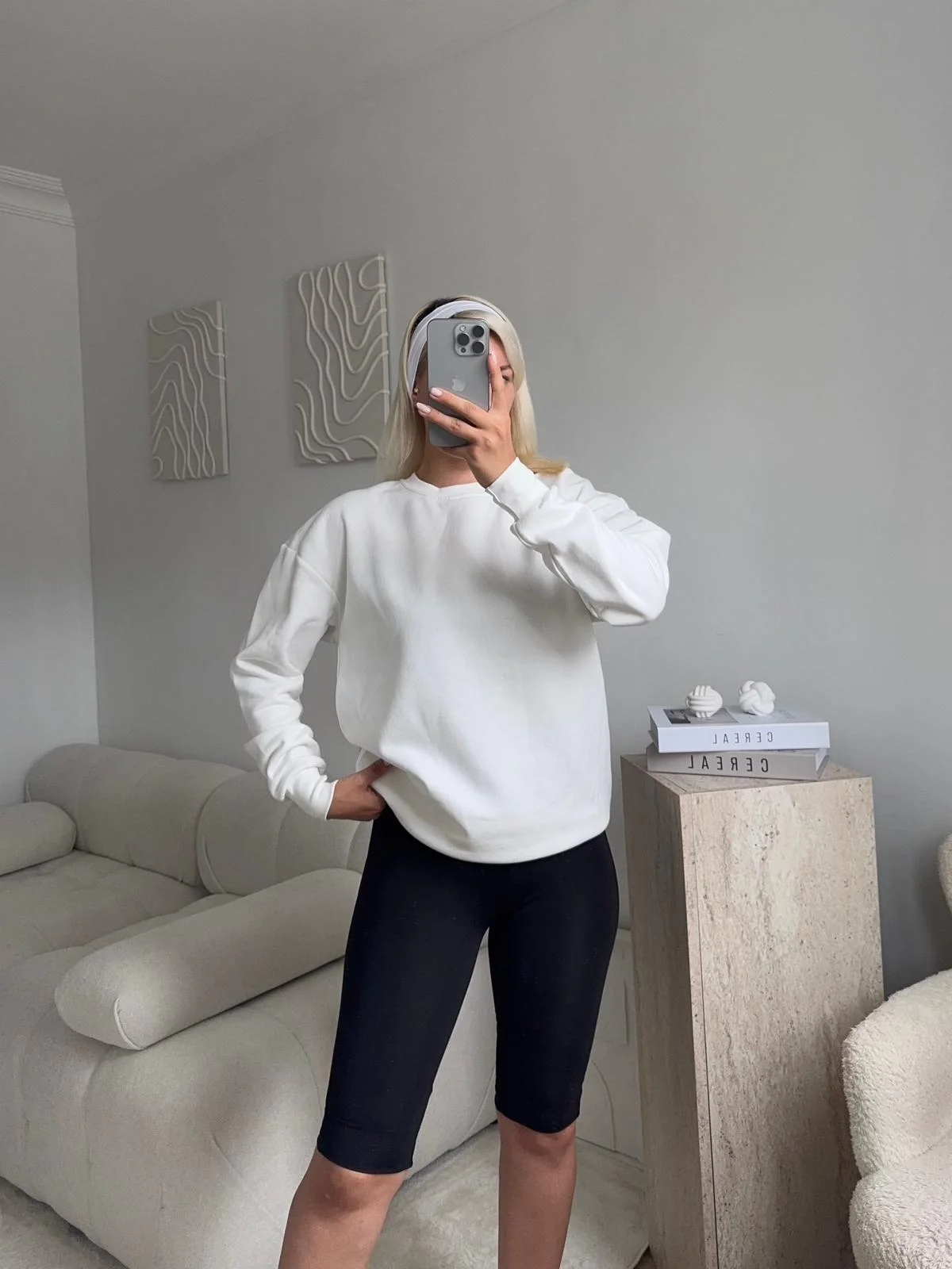 Oversize Basic Sweat - BEYAZ