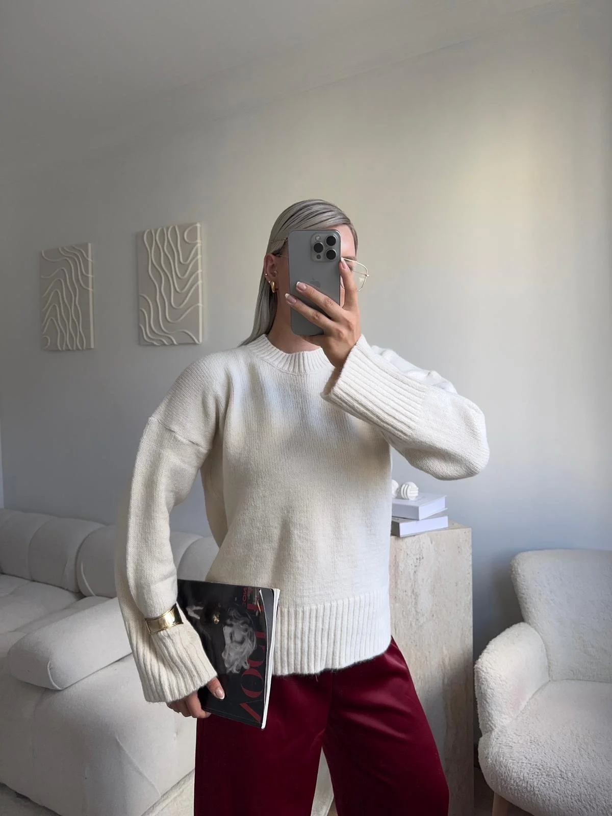 Oversize Bisiklet Yaka Kazak - BEJ