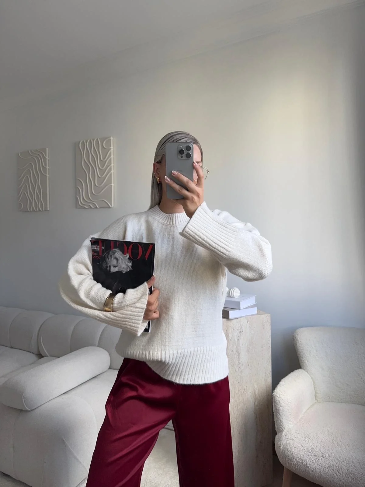 Oversize Bisiklet Yaka Kazak - BEJ