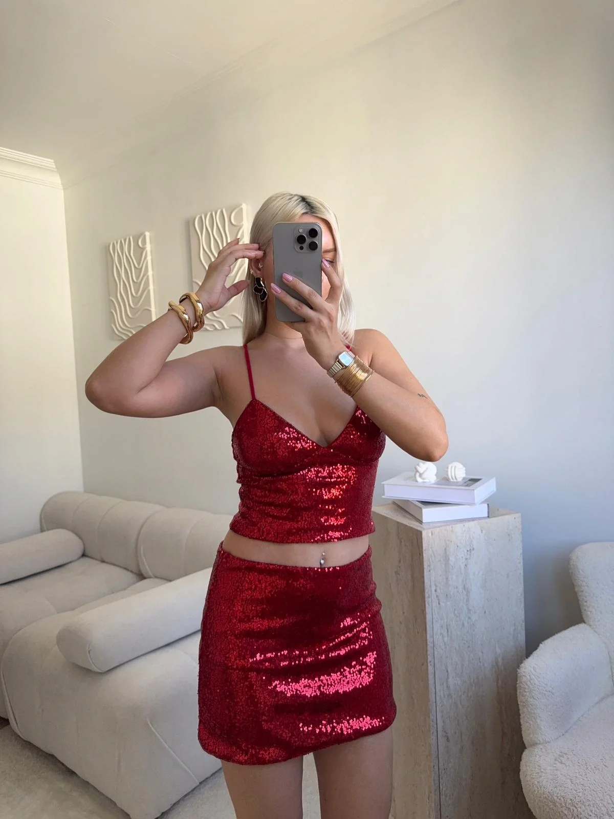 Payetli Mini Takım - KIRMIZI