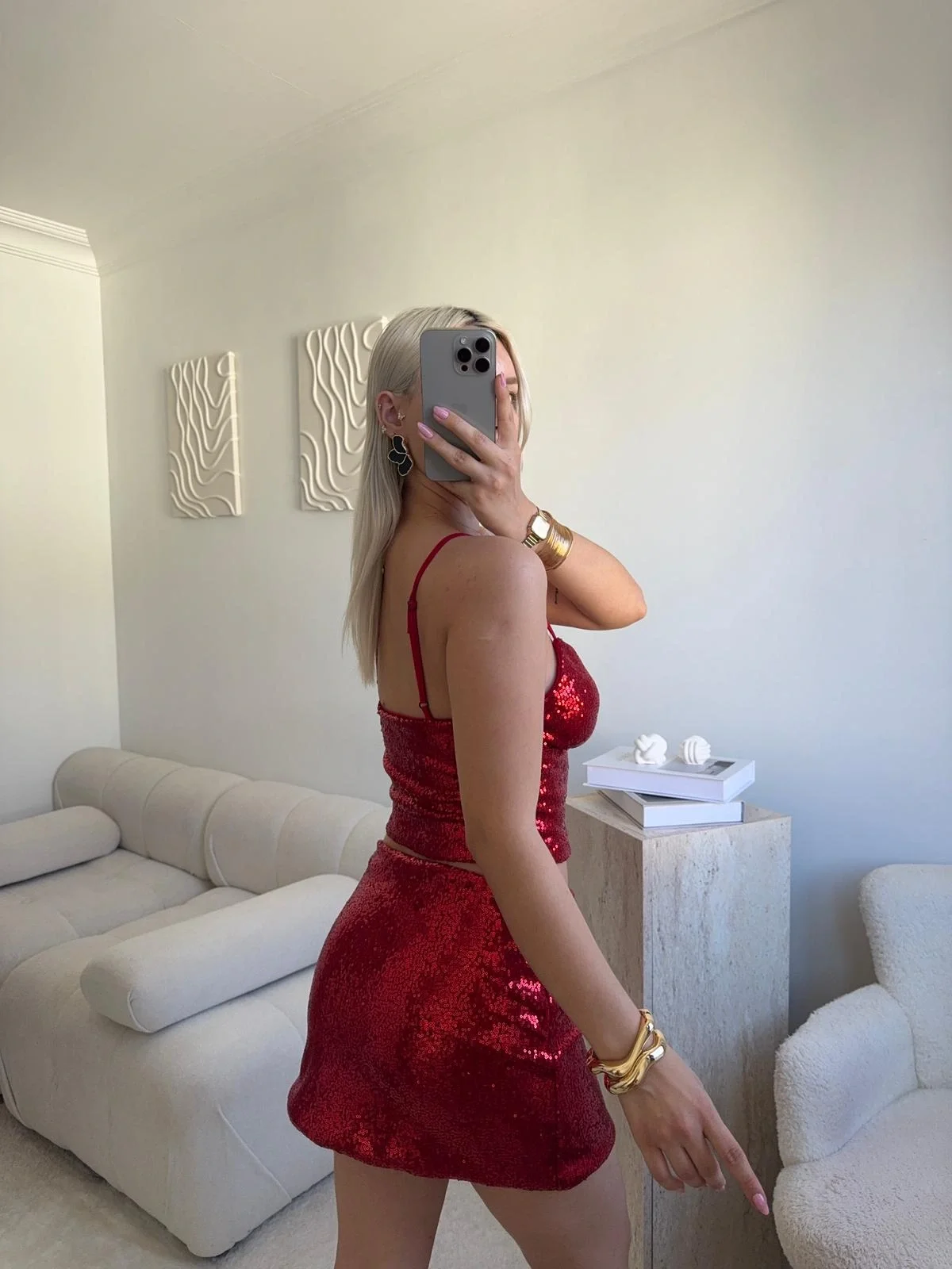 Payetli Mini Takım - KIRMIZI