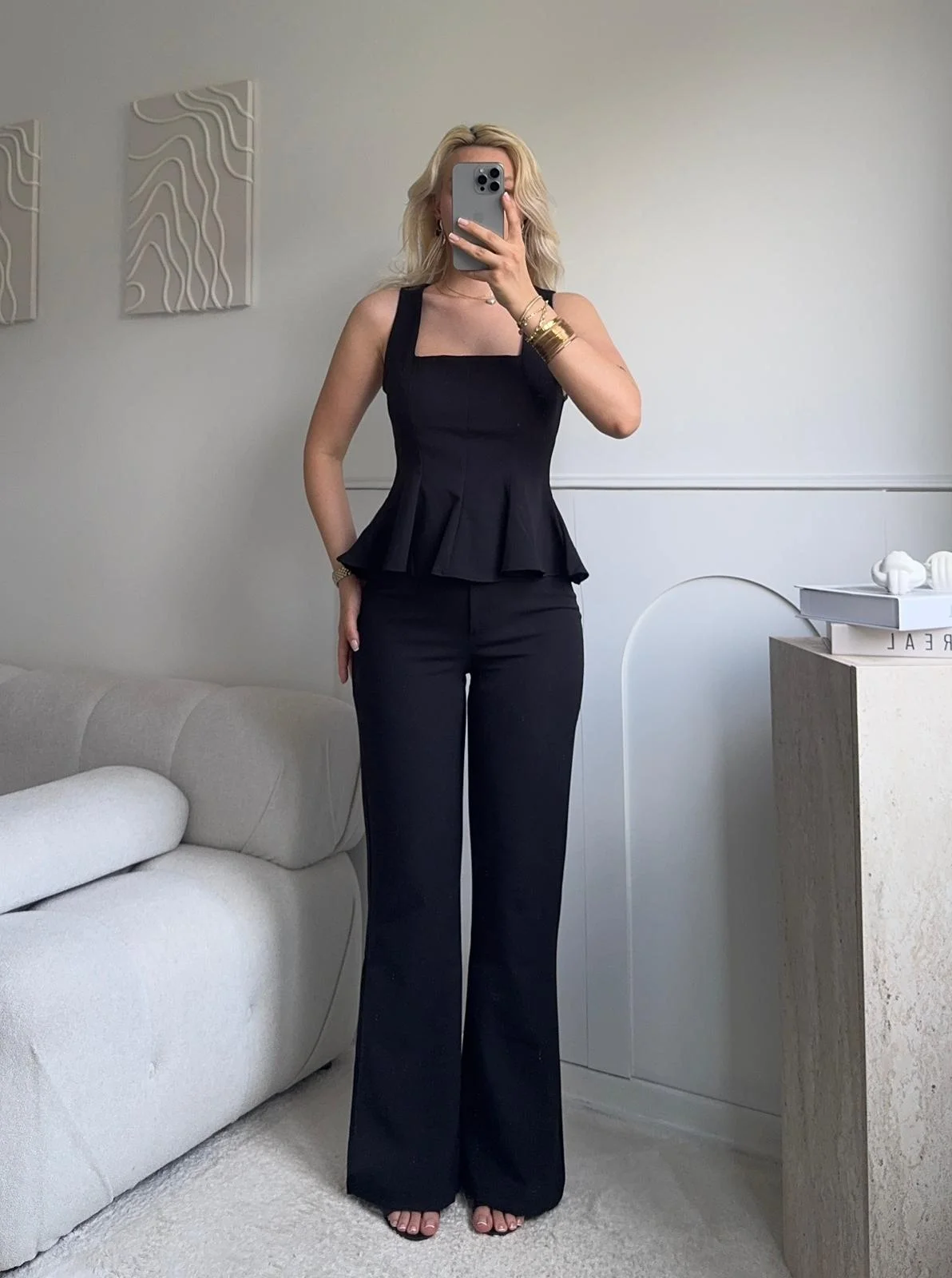 Premium Volanlı Pantolon Takım - SİYAH