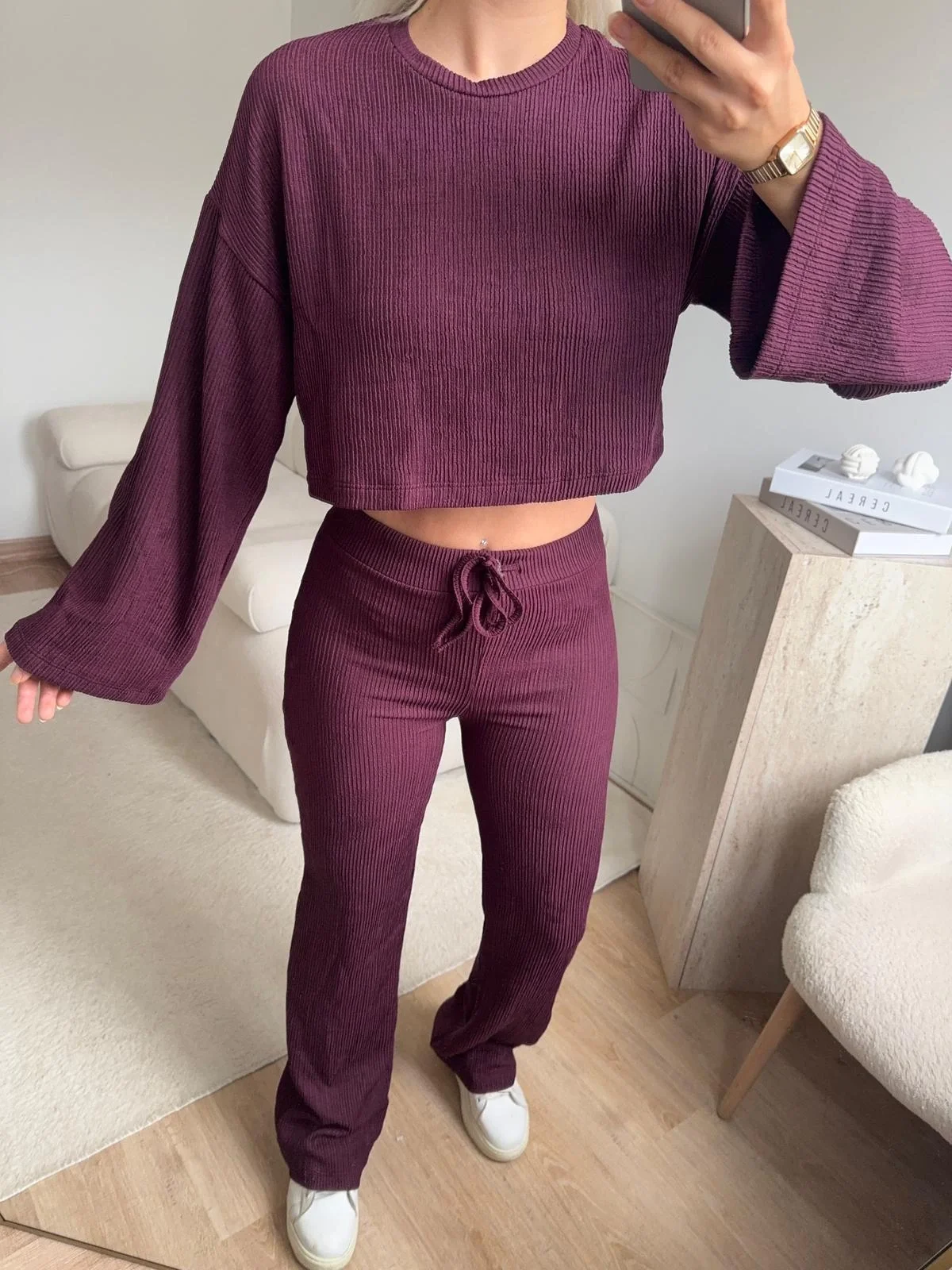 Salaş Crop & Pantolon Takım - MÜRDÜM