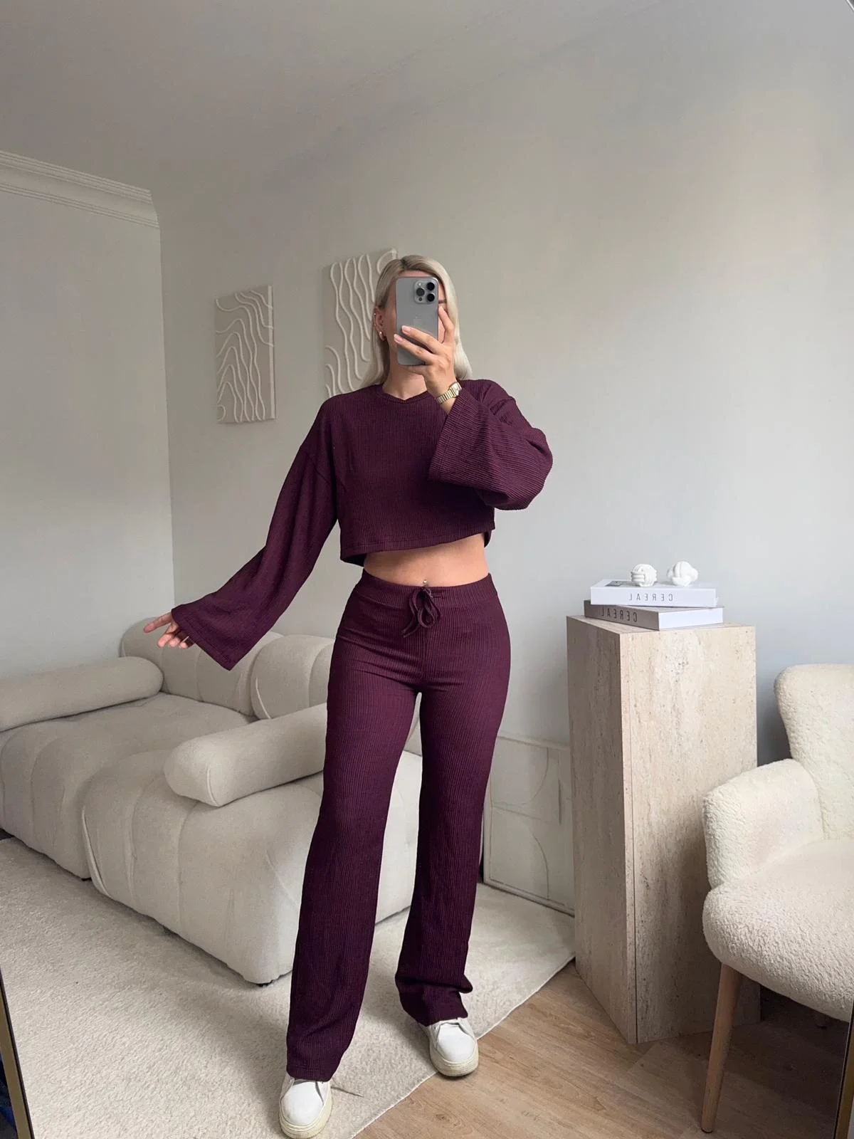 Salaş Crop & Pantolon Takım - MÜRDÜM