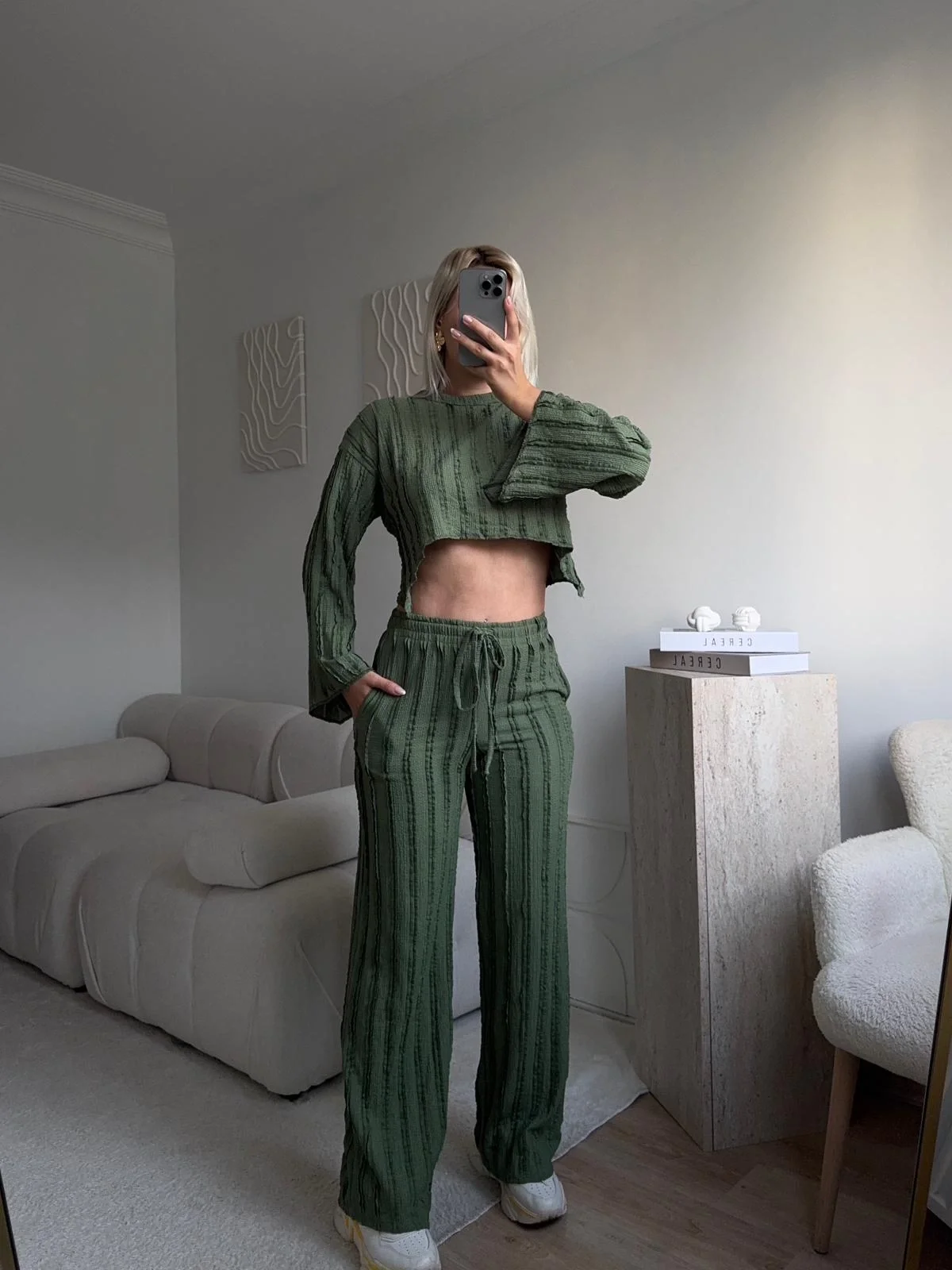 Salaş Crop & Pantolon Takım - YEŞİL