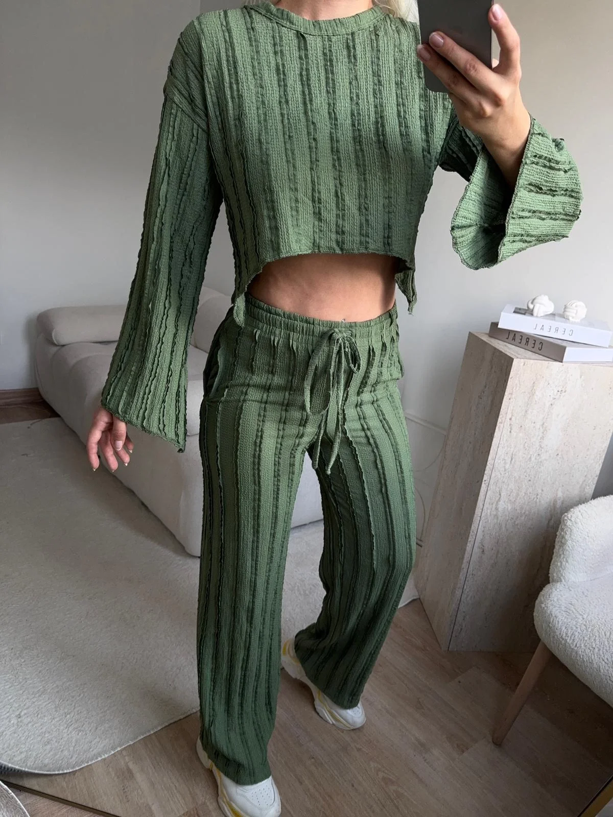 Salaş Crop & Pantolon Takım - YEŞİL