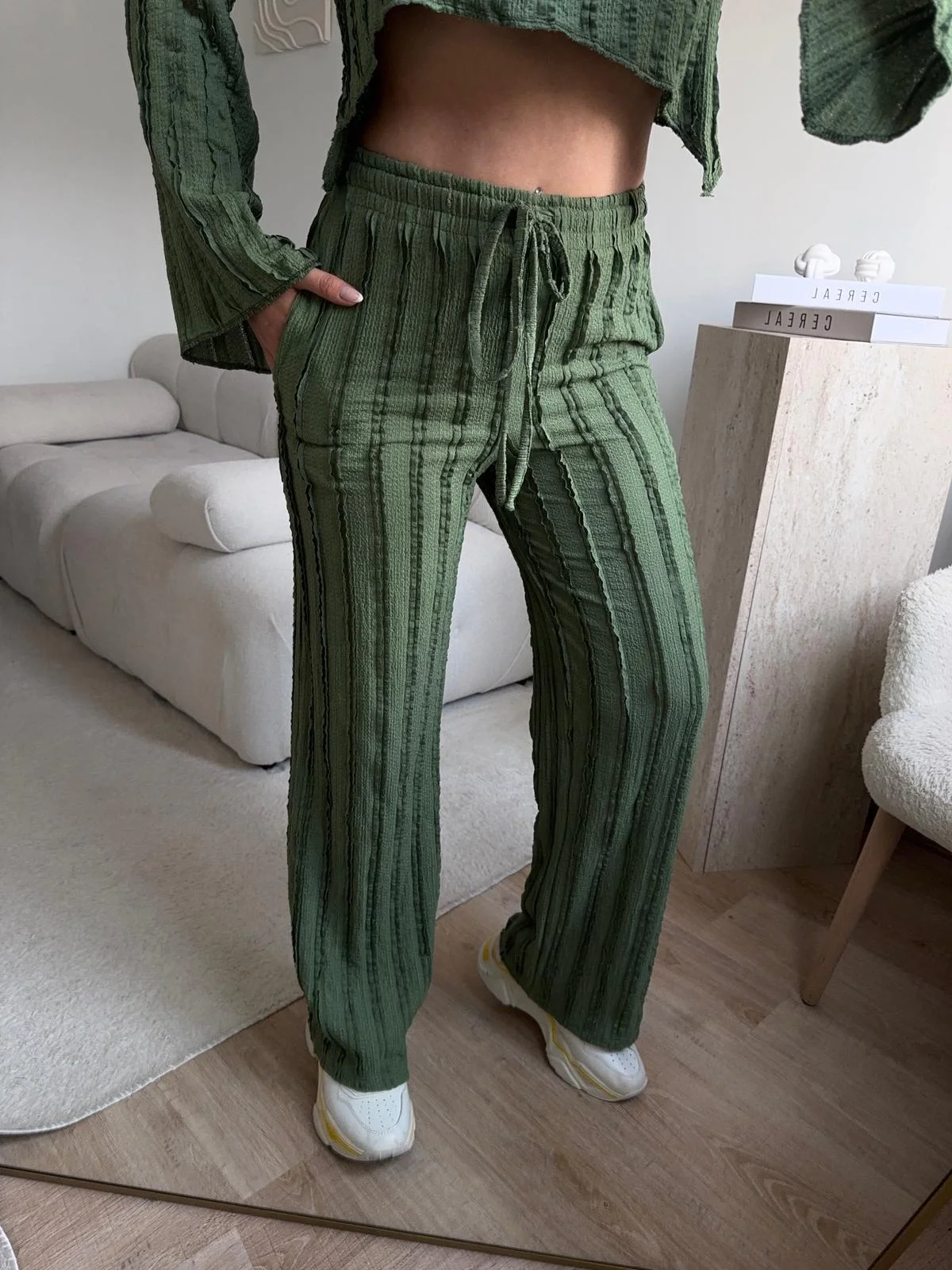 Salaş Crop & Pantolon Takım - YEŞİL