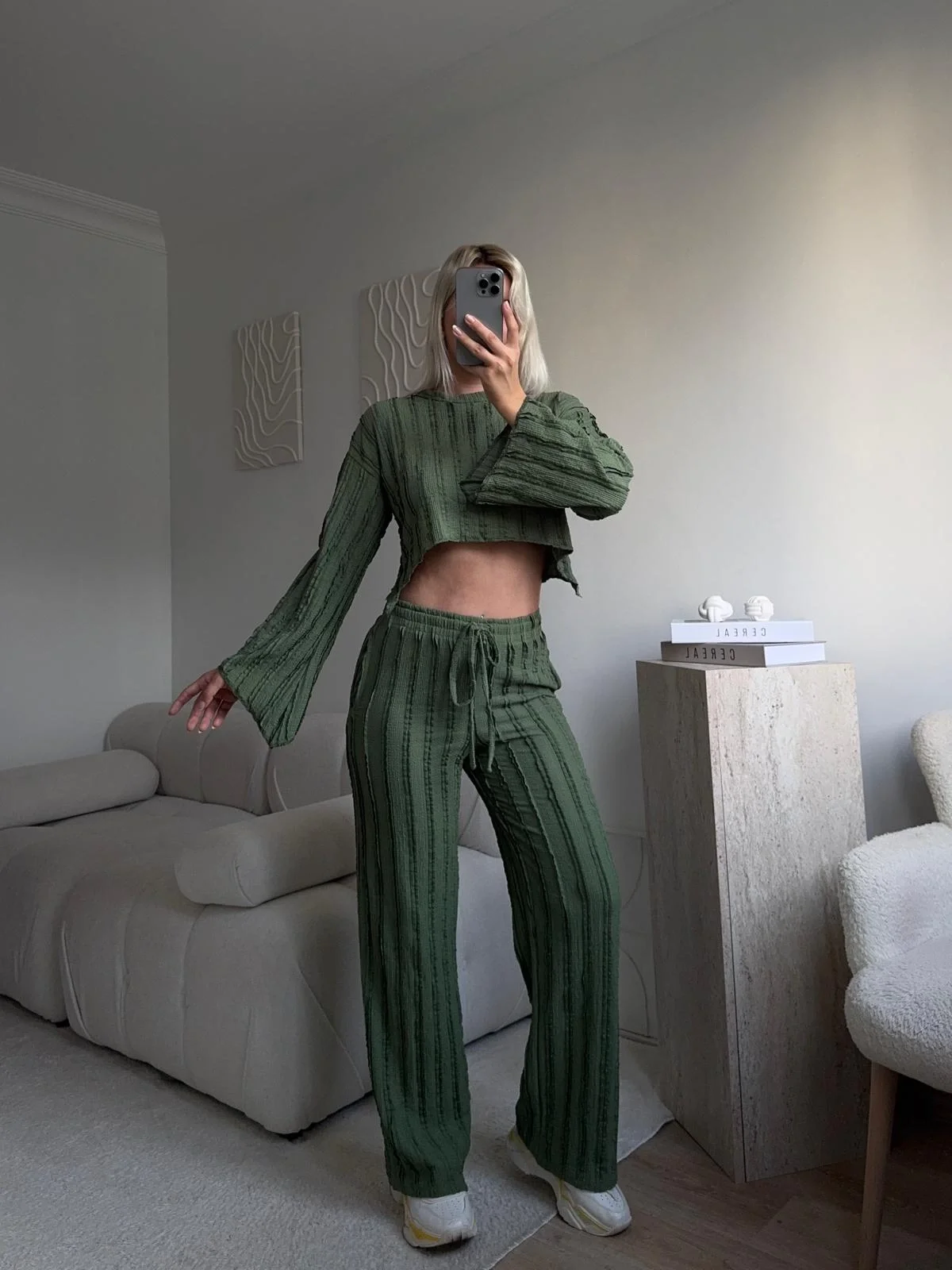 Salaş Crop & Pantolon Takım - YEŞİL