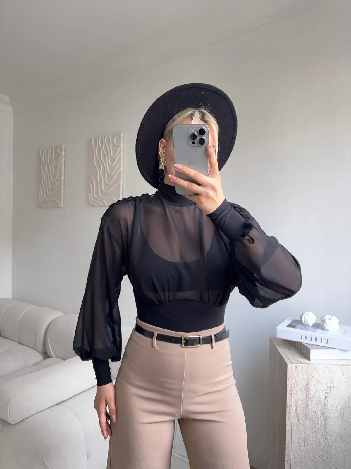 Sırt Dekolteli Şifon Bodysuit - SİYAH