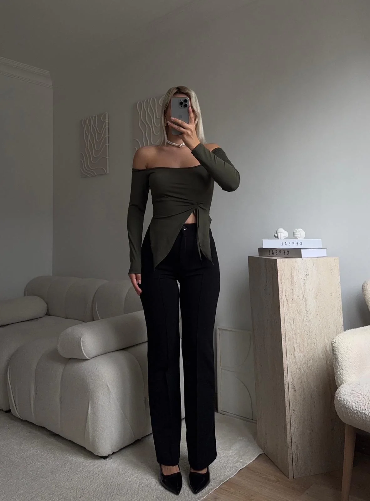 Toparlayıcı Dikişli Palazzo Pantolon - SİYAH