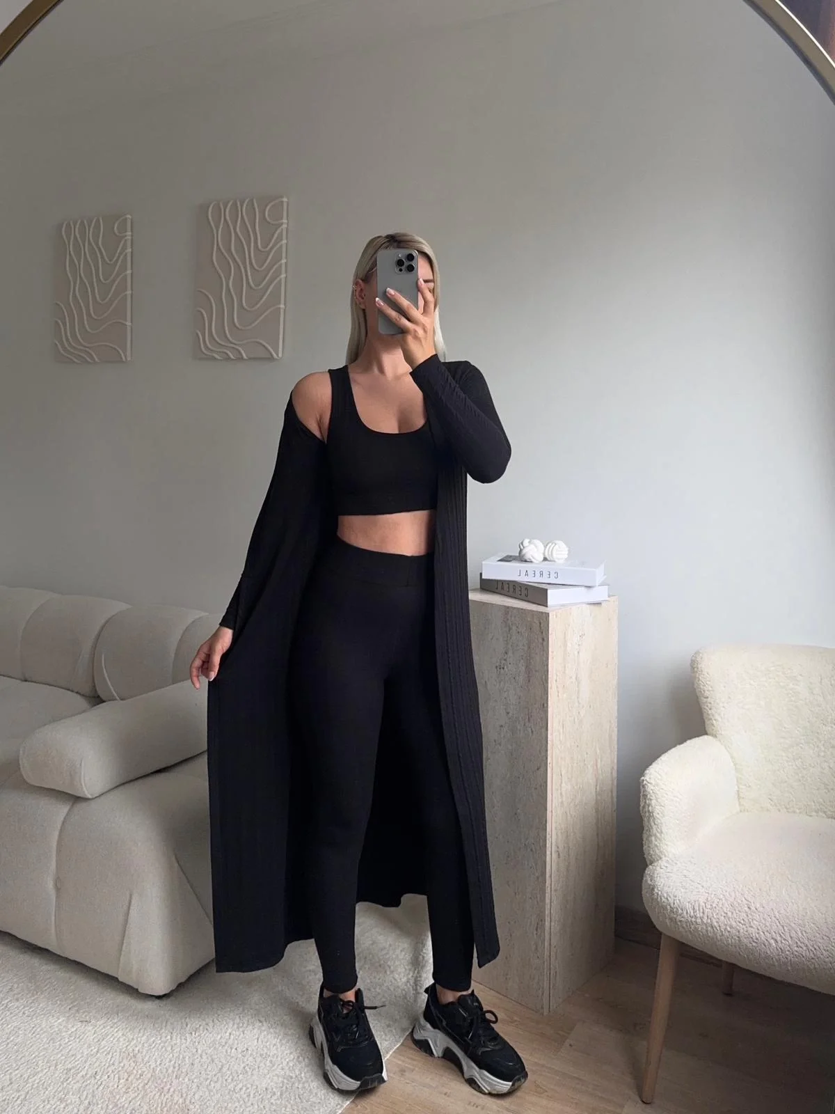 Triko Burgu Üçlü Takım - SİYAH