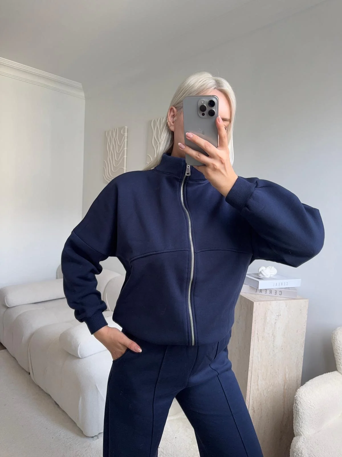 Üç İplik Bİyeli Eşofman Takımı - LACİVERT