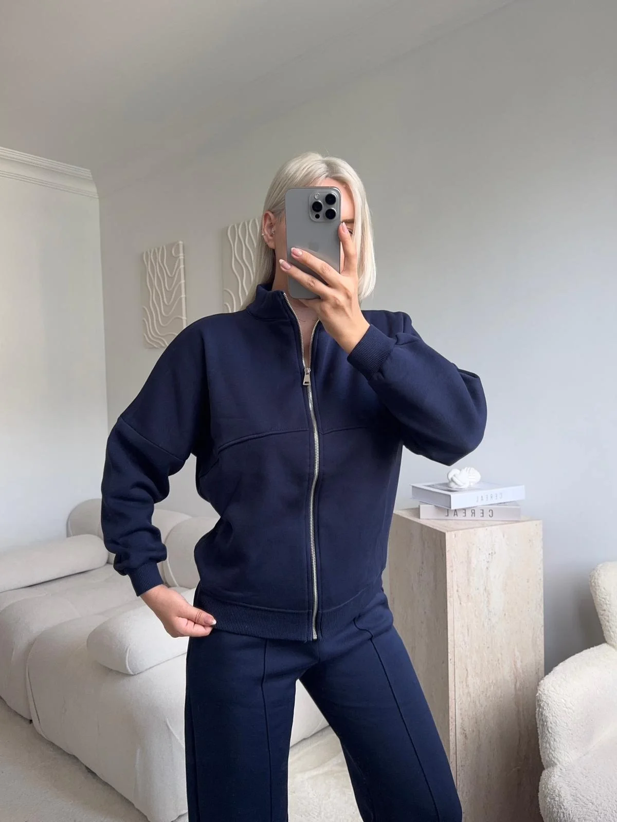 Üç İplik Bİyeli Eşofman Takımı - LACİVERT