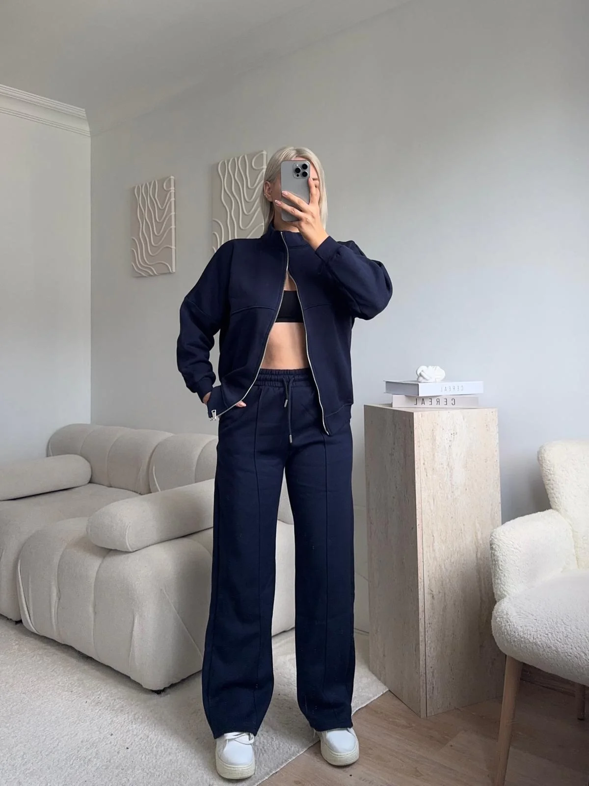 Üç İplik Bİyeli Eşofman Takımı - LACİVERT