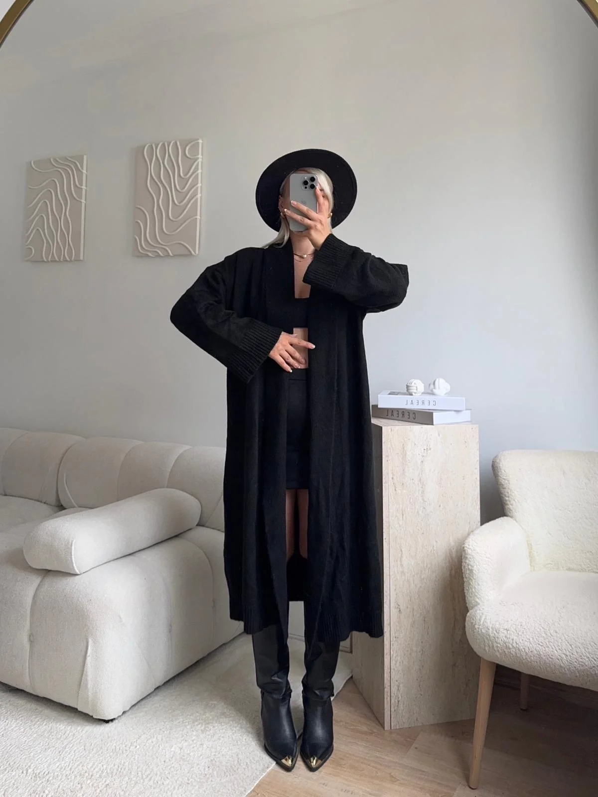 Uzun Salaş Siyah Hırka - SİYAH