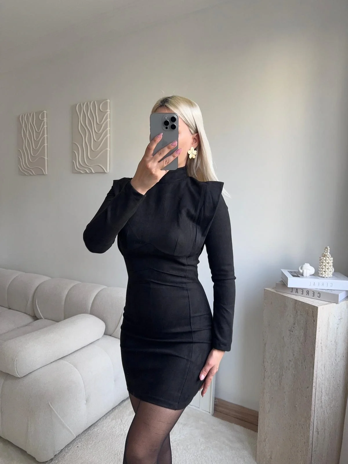 Vatkalı Bel Korse Elbise - SİYAH