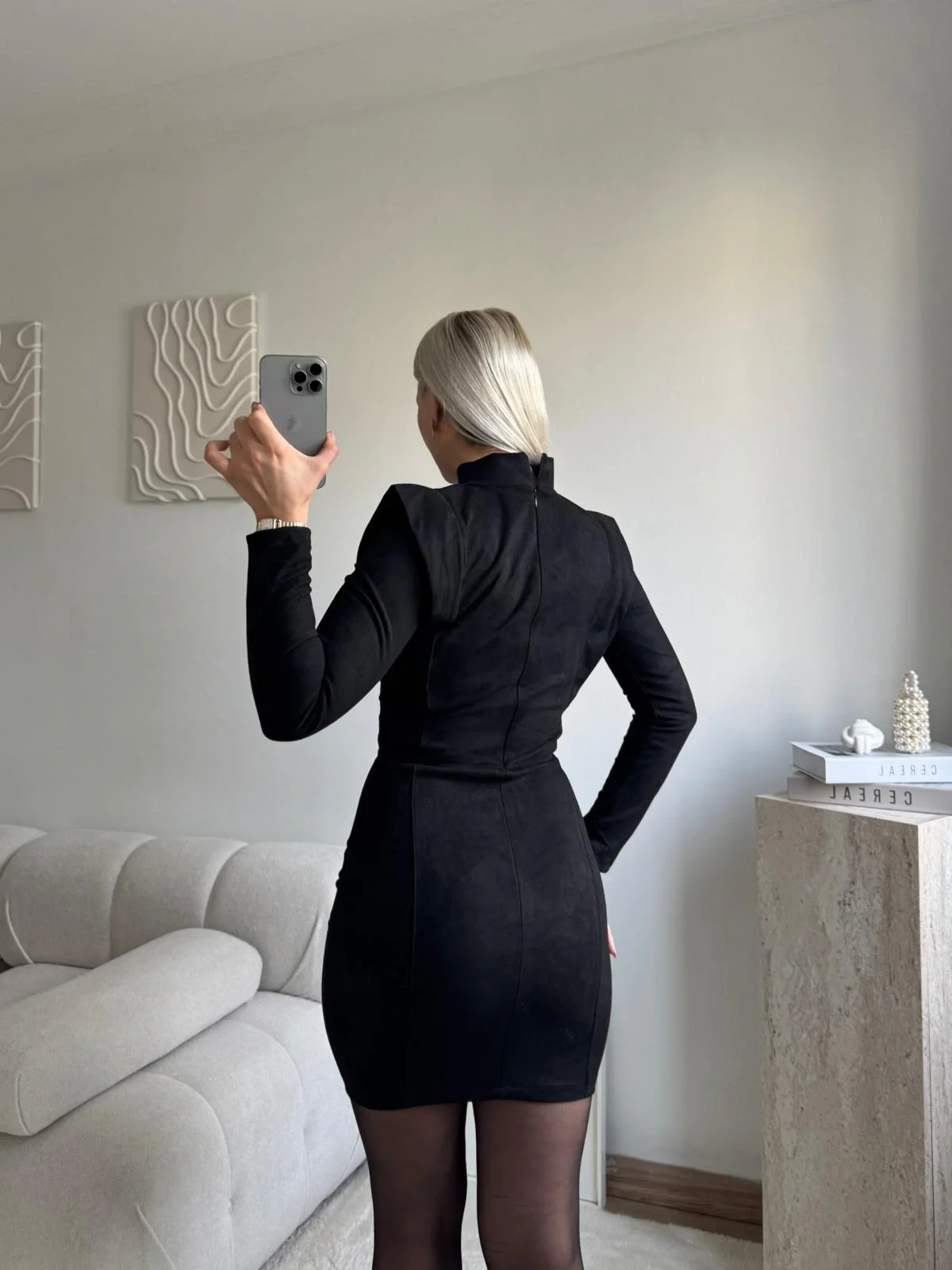 Vatkalı Bel Korse Elbise - SİYAH