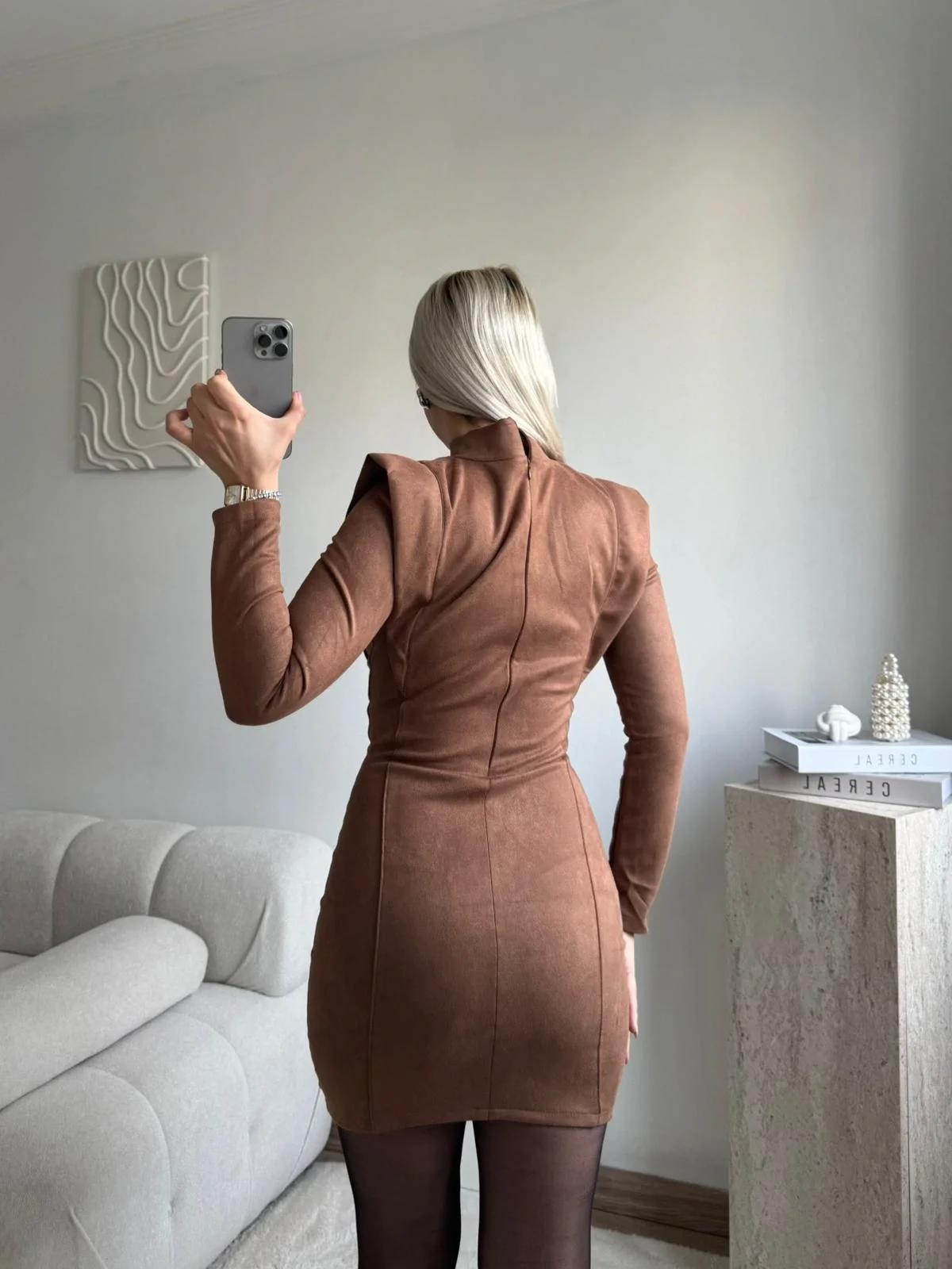 Vatkalı Bel Korse Elbise - TABA