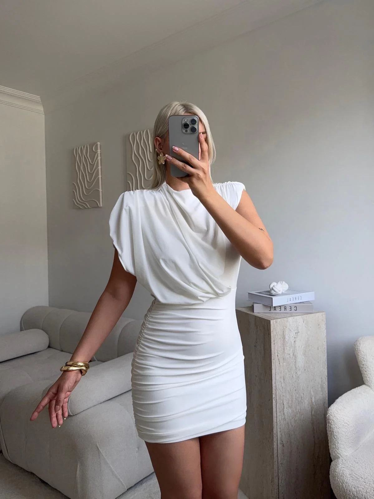 Vatkalı Drapeli Elbise