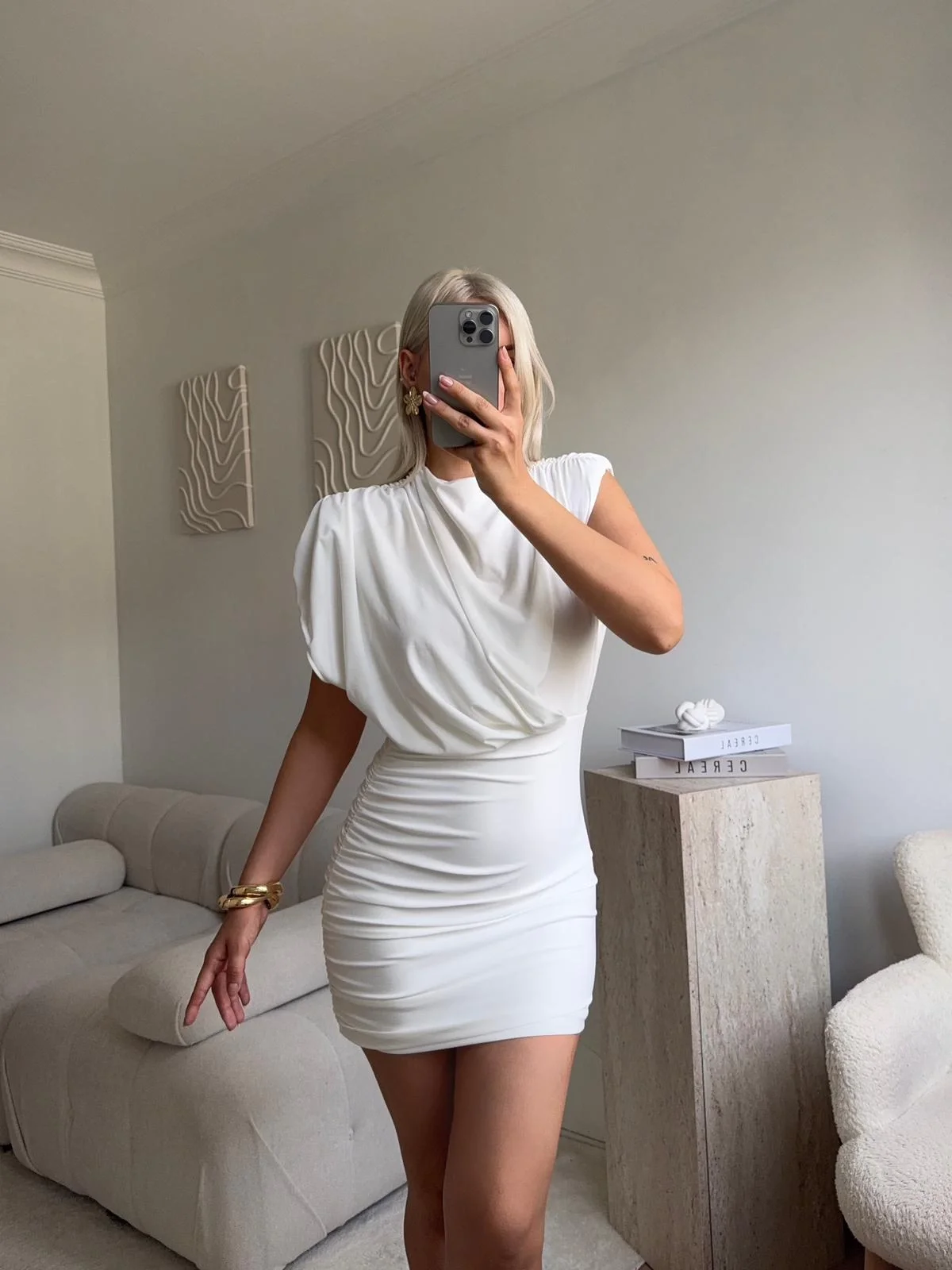 Vatkalı Drapeli Elbise