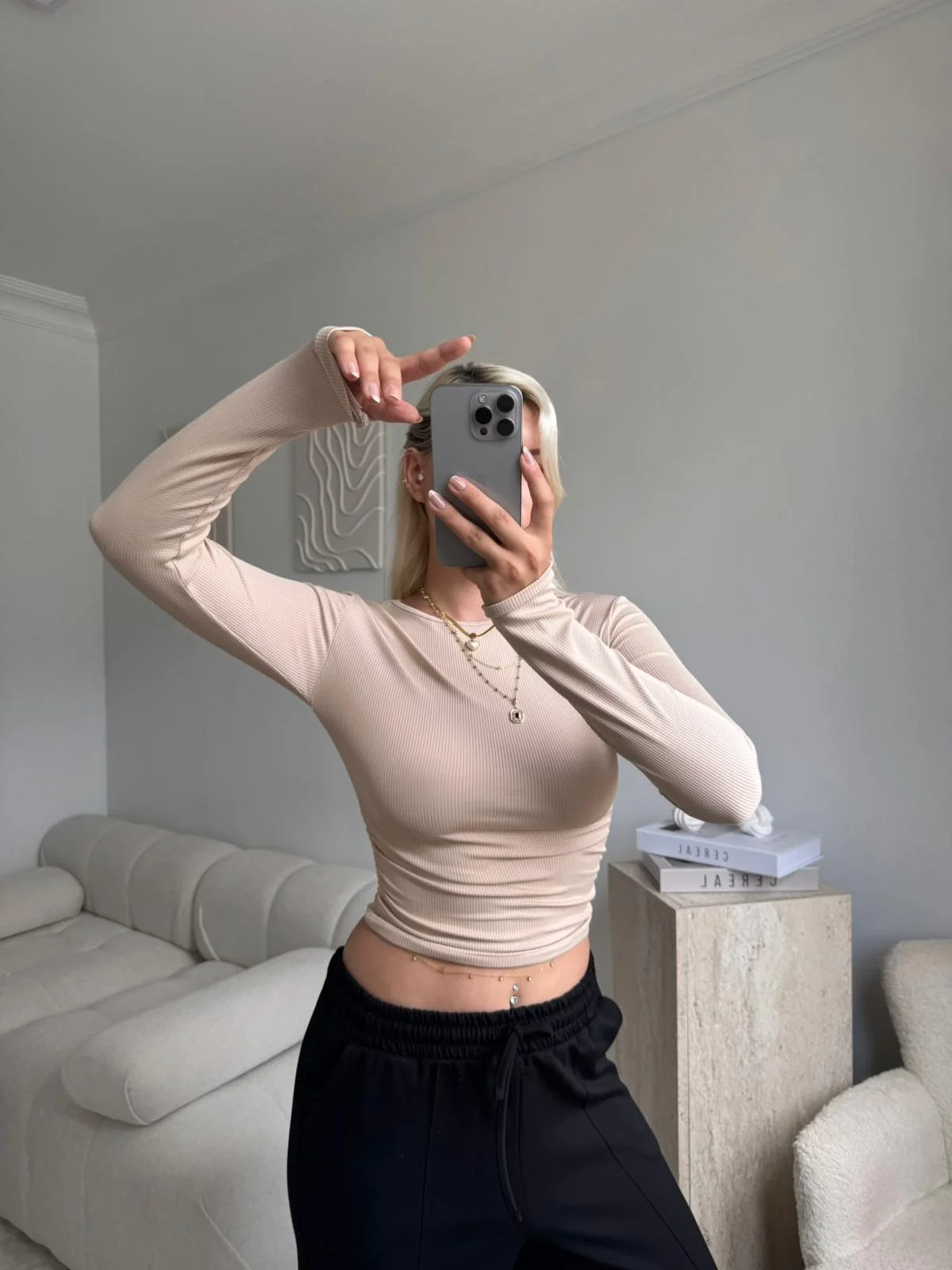 Yan Lastik Crop - BEJ