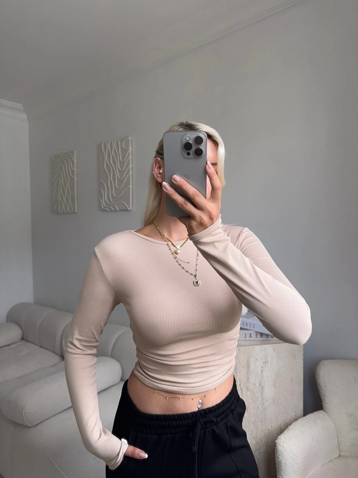 Yan Lastik Crop - BEJ