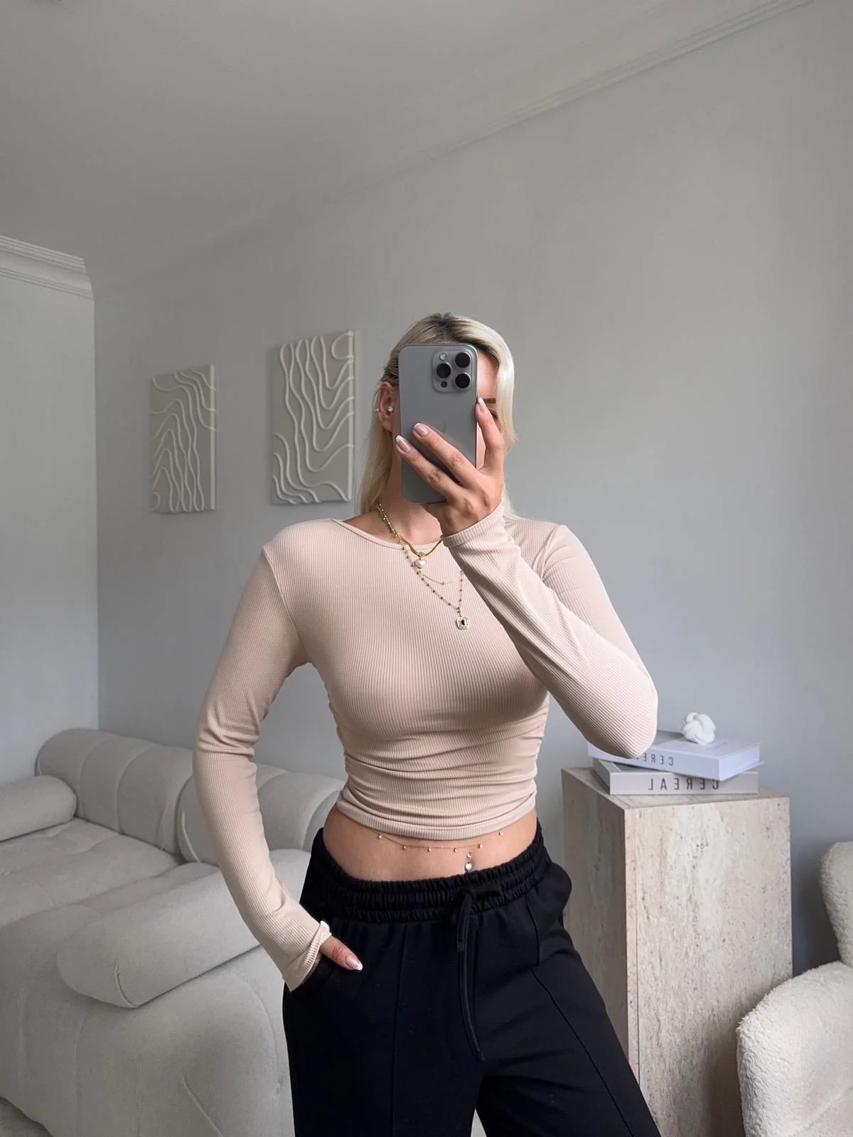 Yan Lastik Crop - BEJ