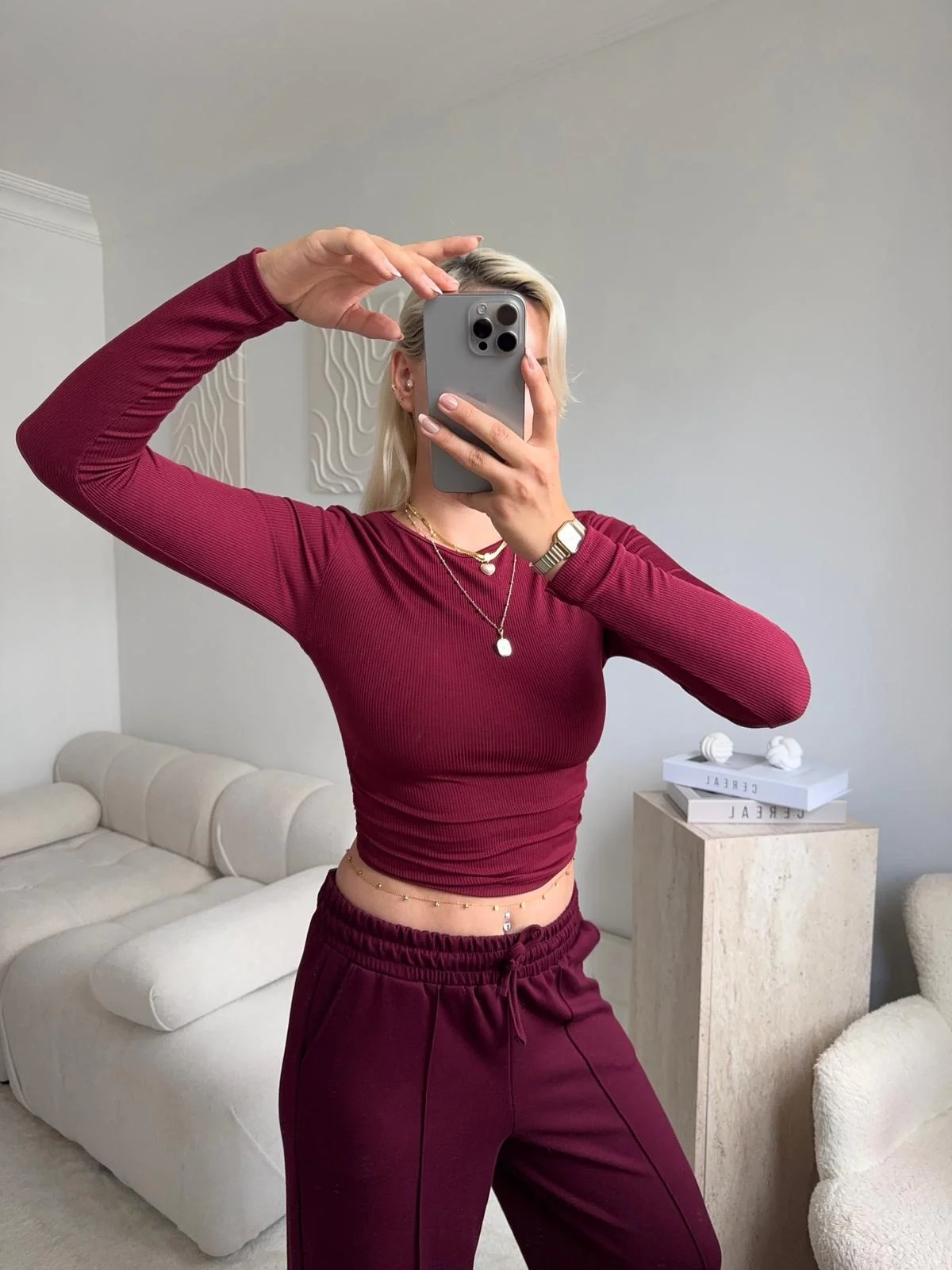 Yan Lastik Crop - BORDO