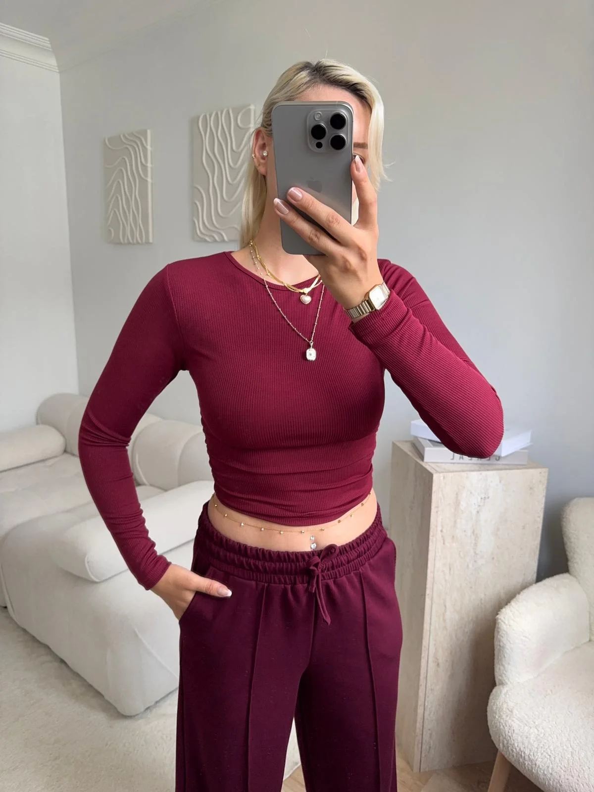 Yan Lastik Crop - BORDO