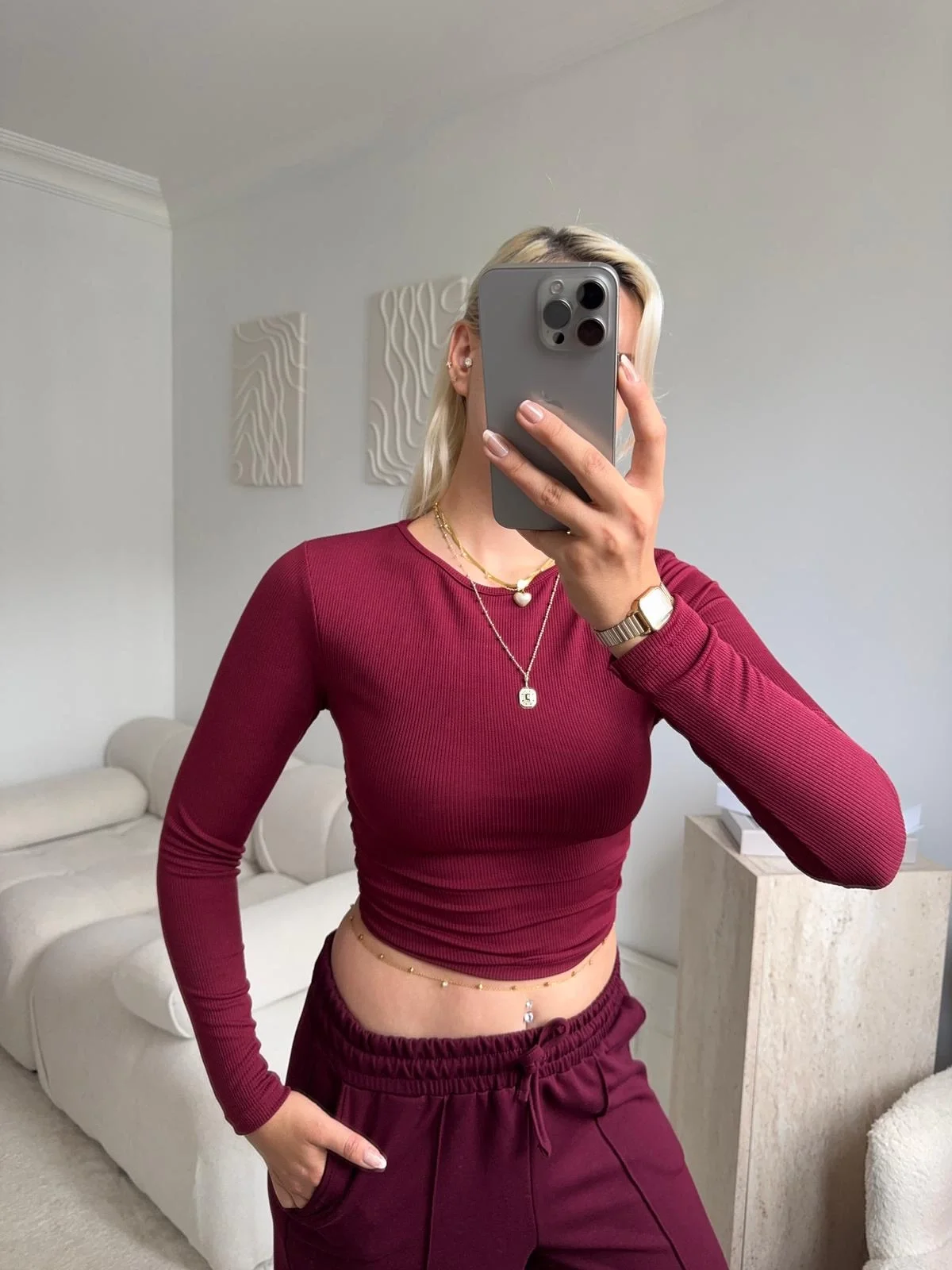 Yan Lastik Crop - BORDO