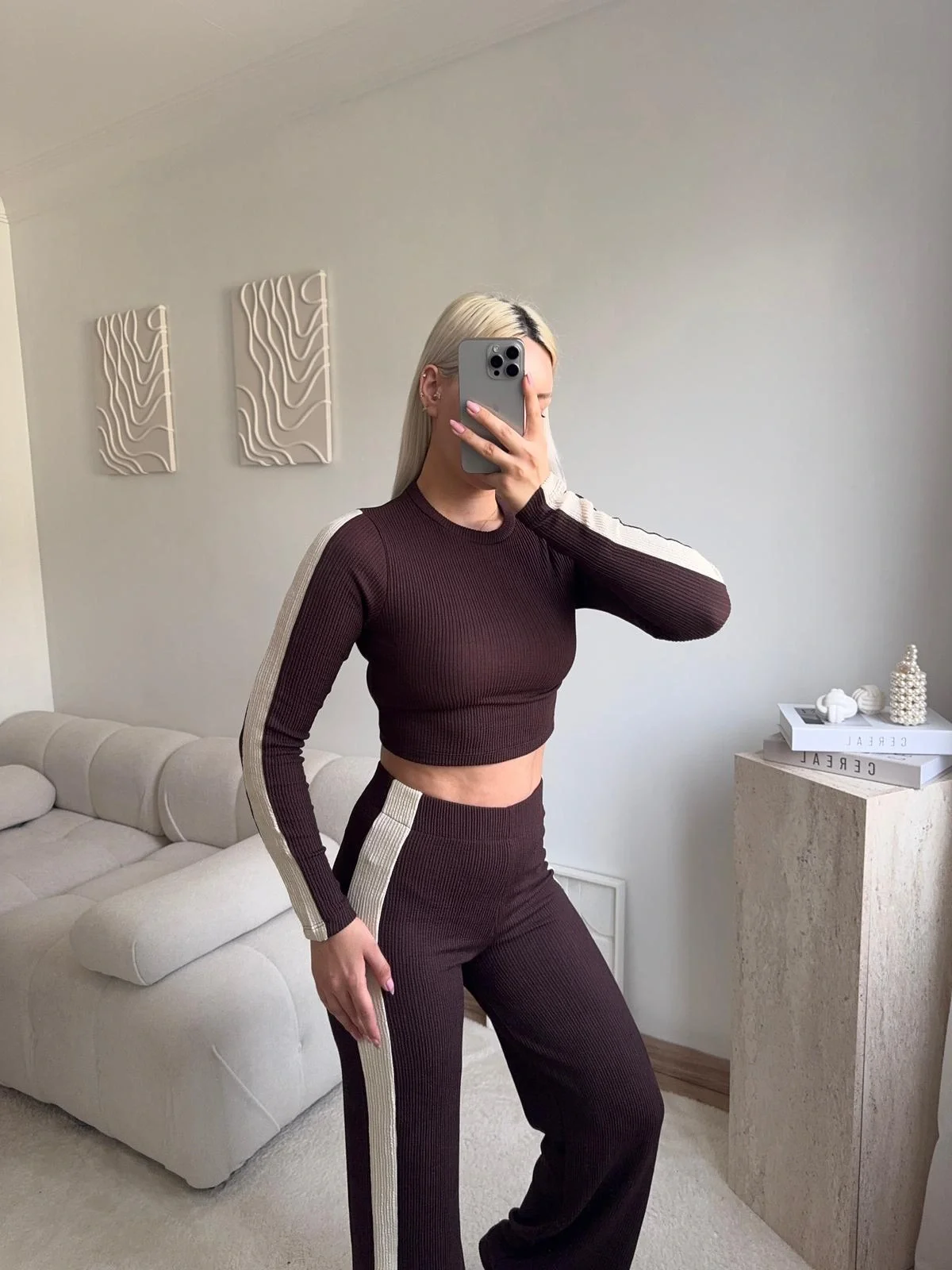 Yan Şerit Ribana Takım - KAHVE