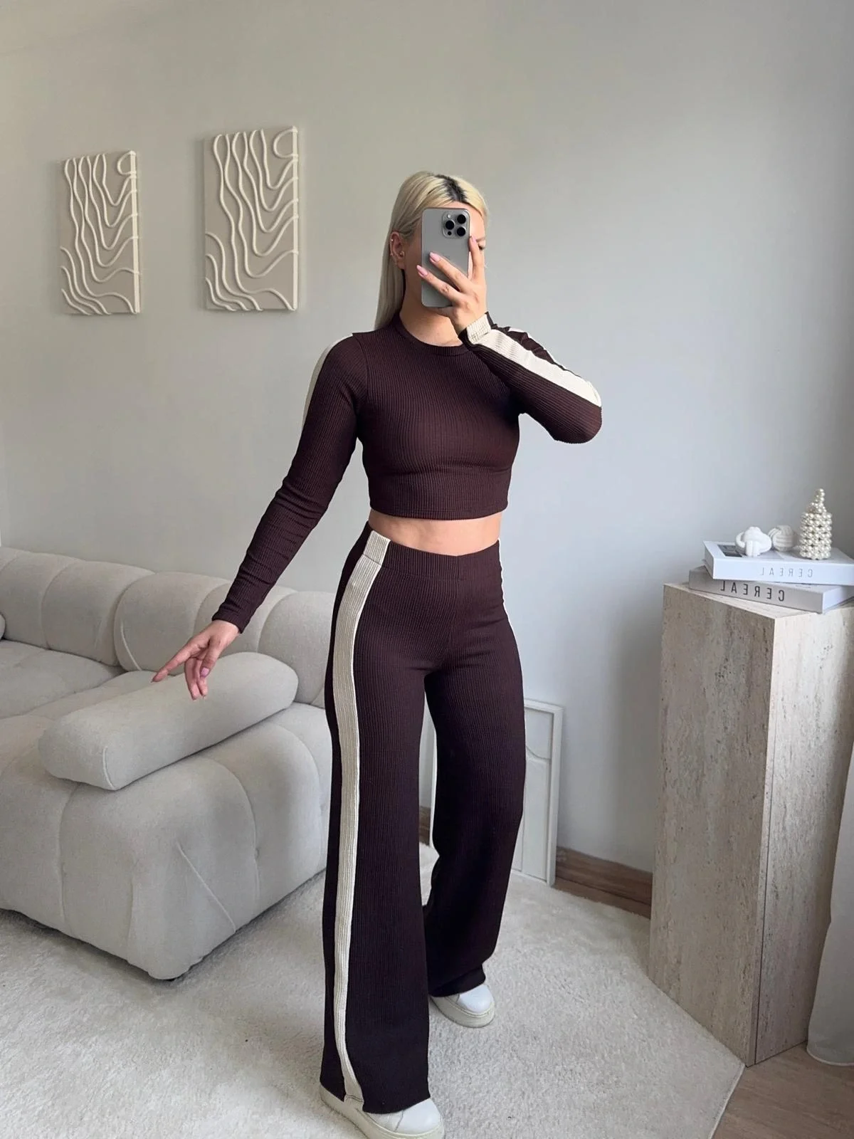 Yan Şerit Ribana Takım - KAHVE