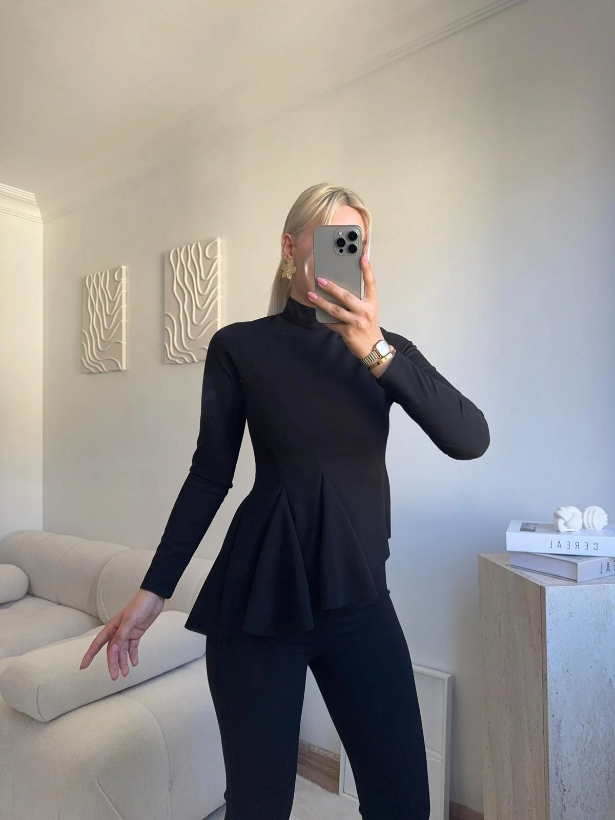 Yarım Balıkçı Yaka Drapeli Takım - SİYAH