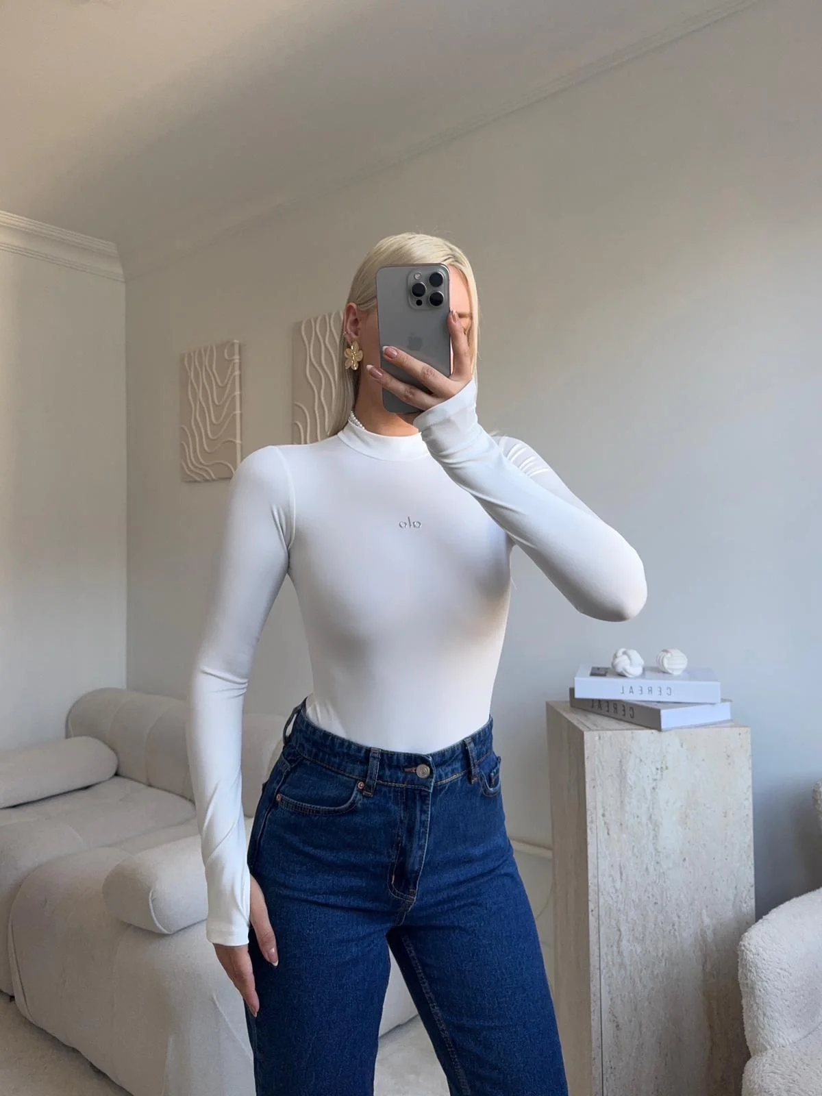 Yüksek Yaka Basic Bodysuit - BEYAZ