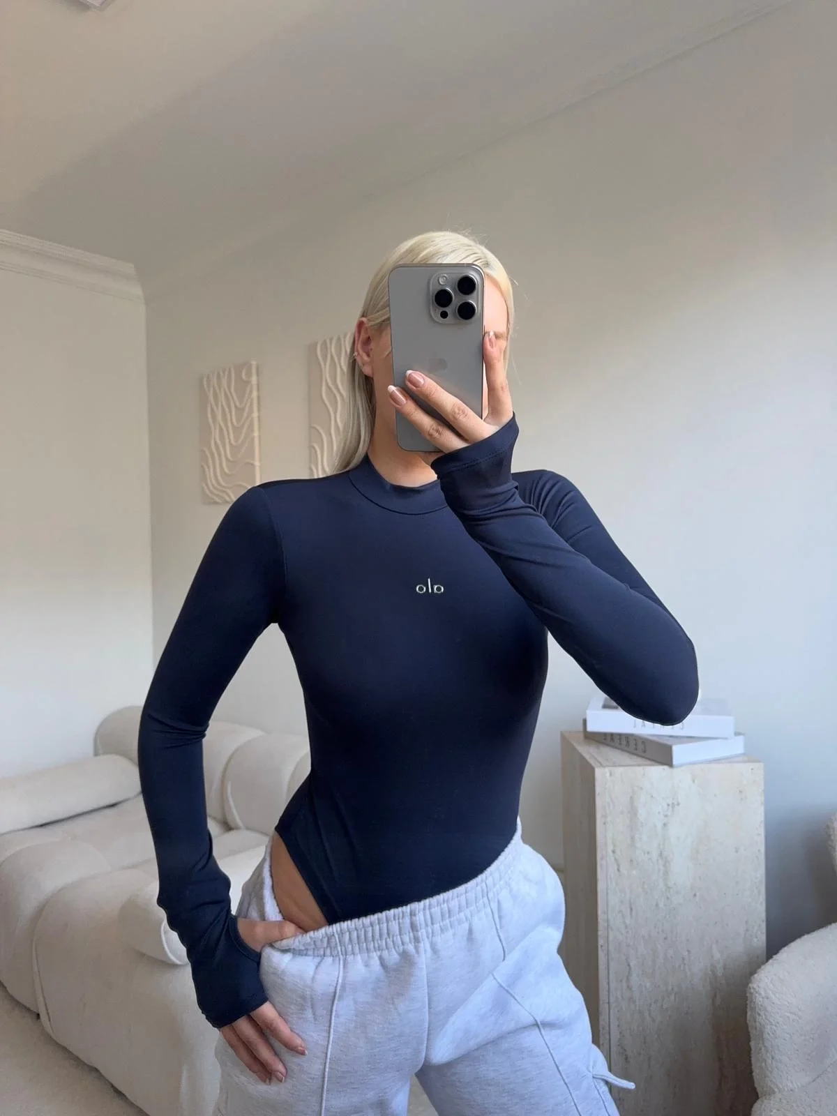 Yüksek Yaka Basic Bodysuit - LACİVERT