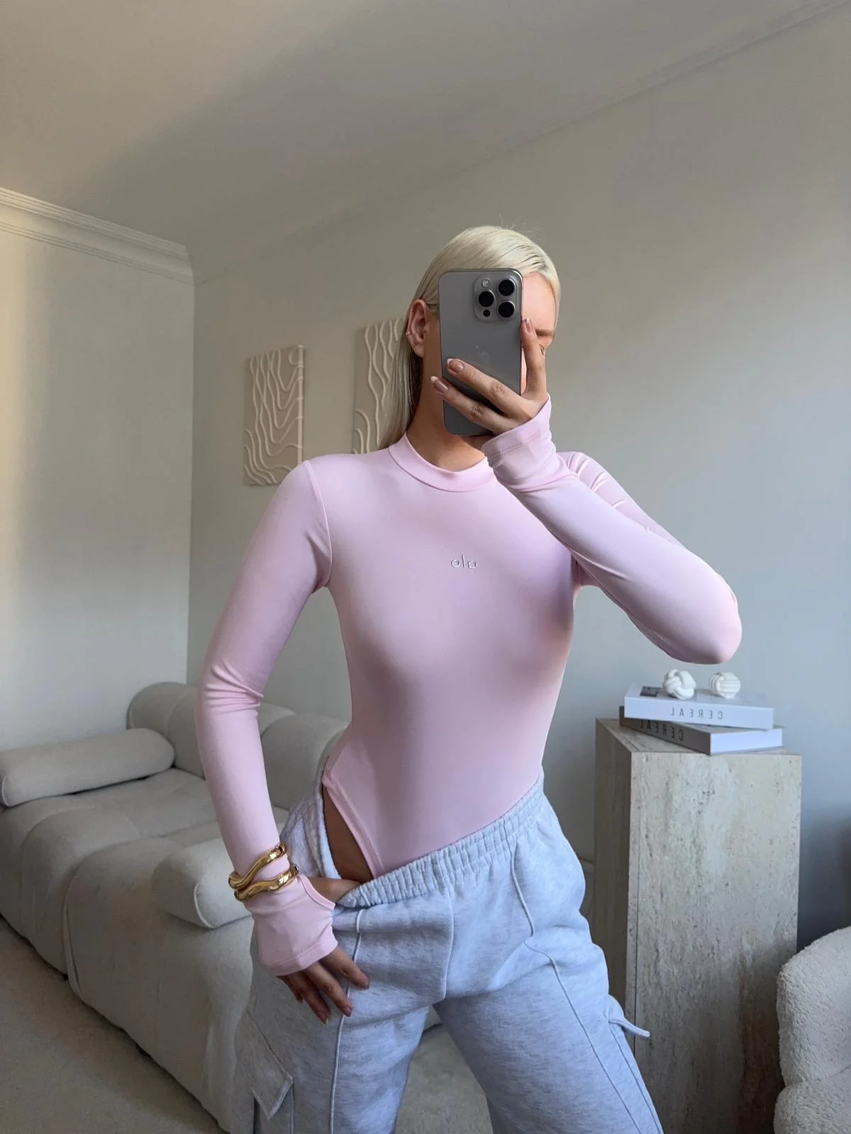 Yüksek Yaka Basic Bodysuit - PEMBE