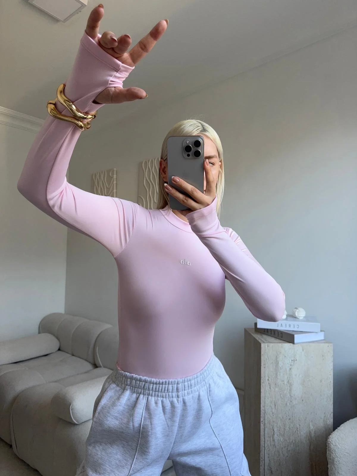 Yüksek Yaka Basic Bodysuit - PEMBE