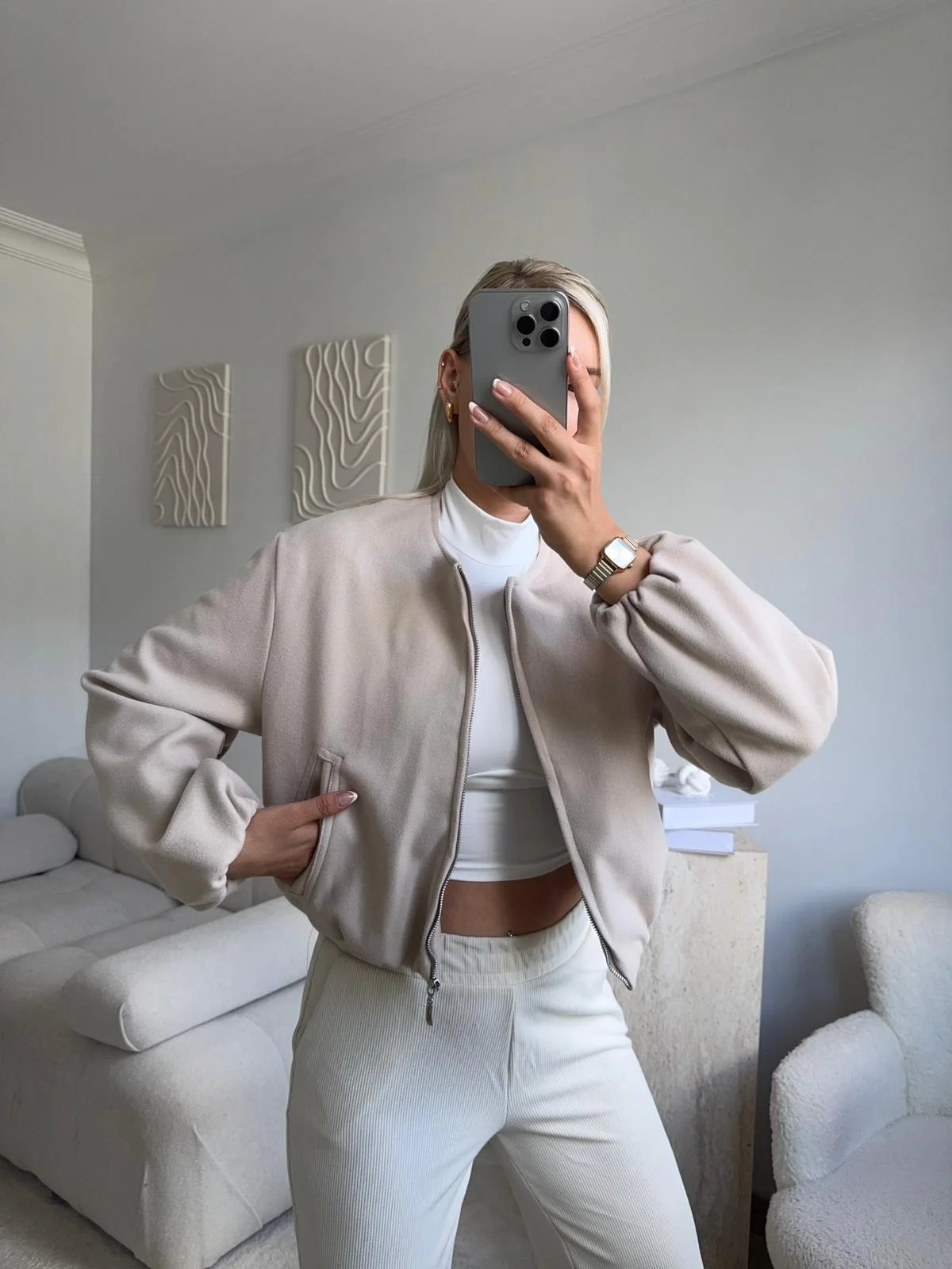 ZR Bomber Kaşe Ceket-BEJ