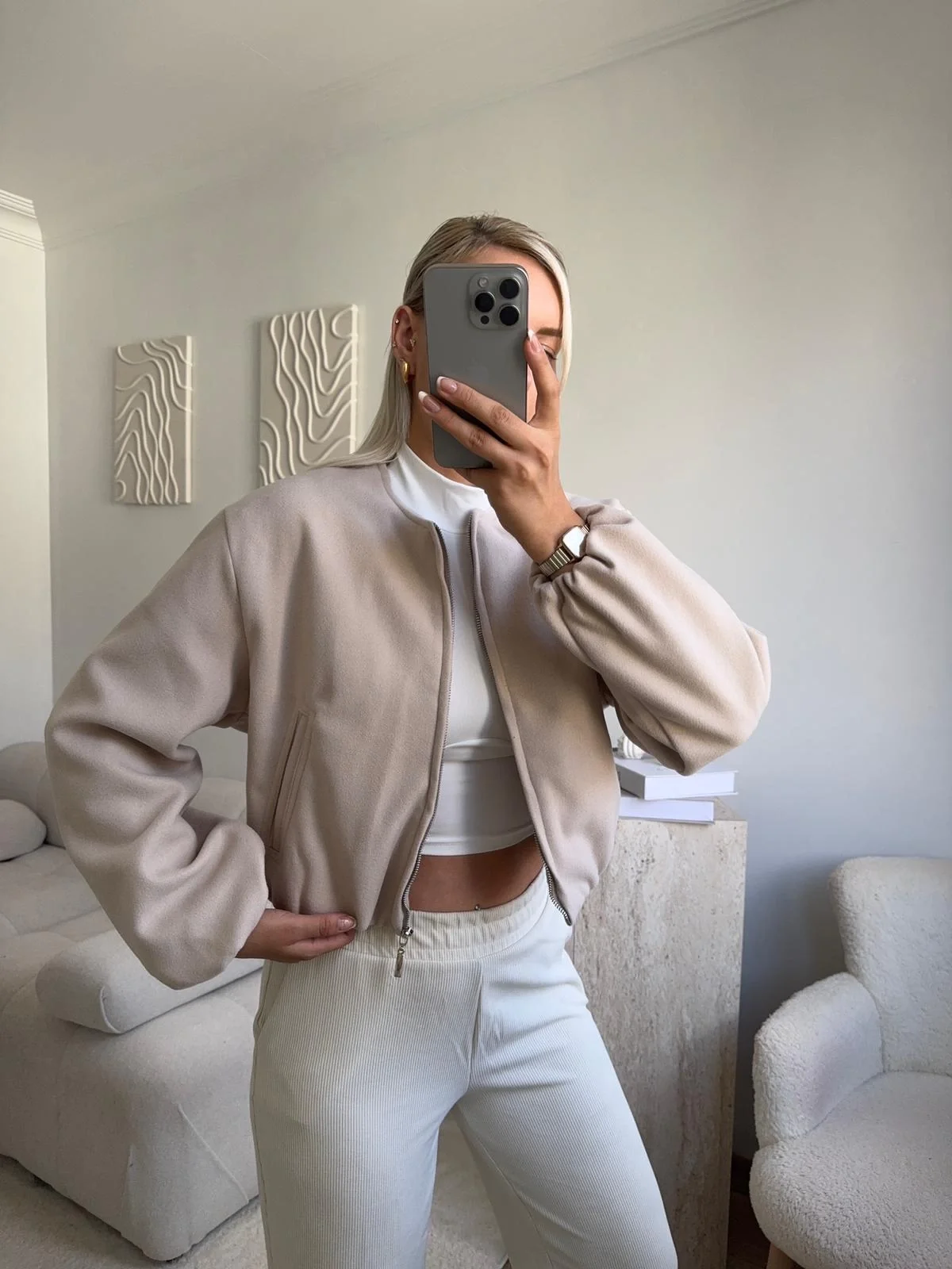 ZR Bomber Kaşe Ceket-BEJ