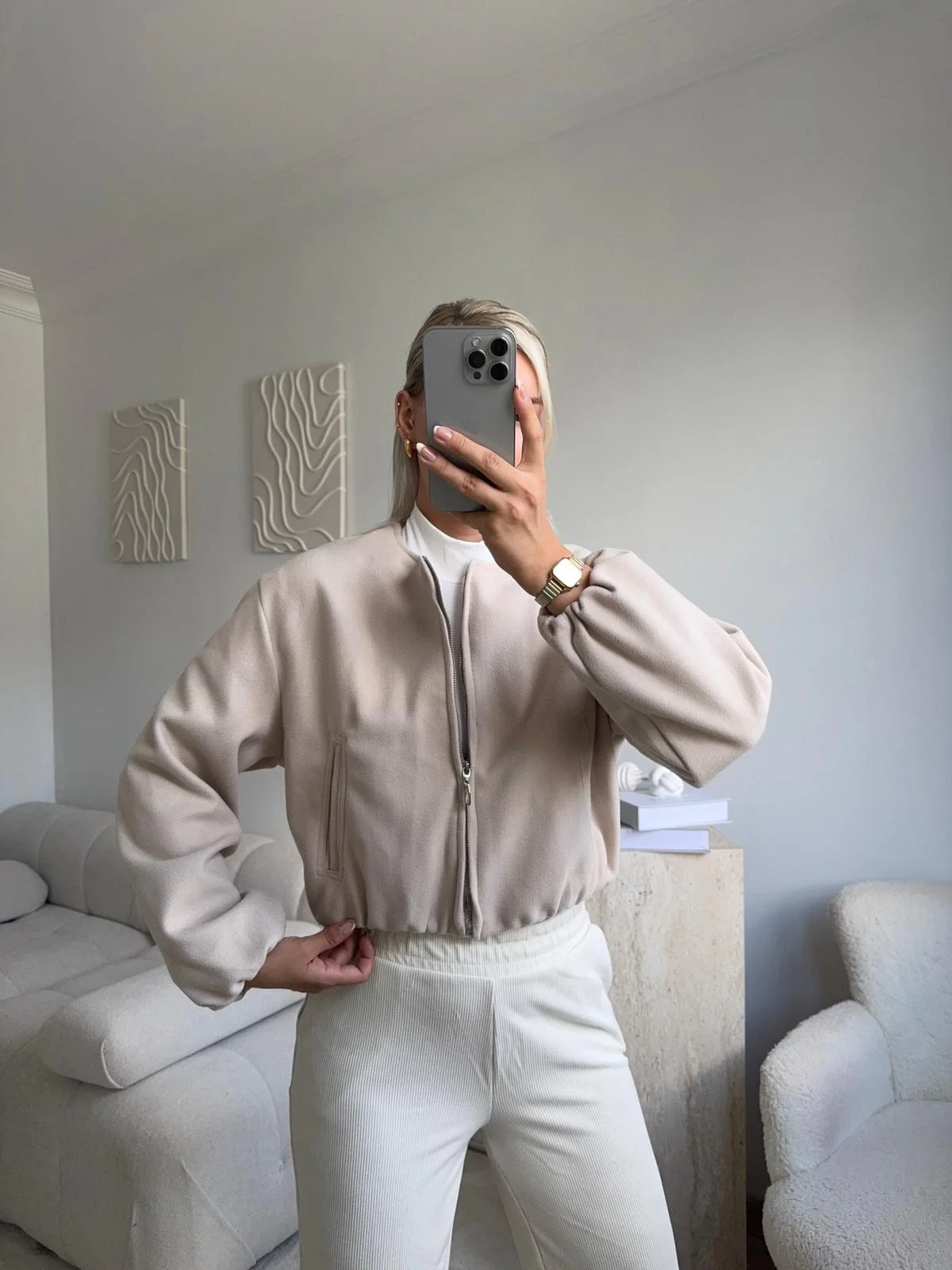 ZR Bomber Kaşe Ceket-BEJ