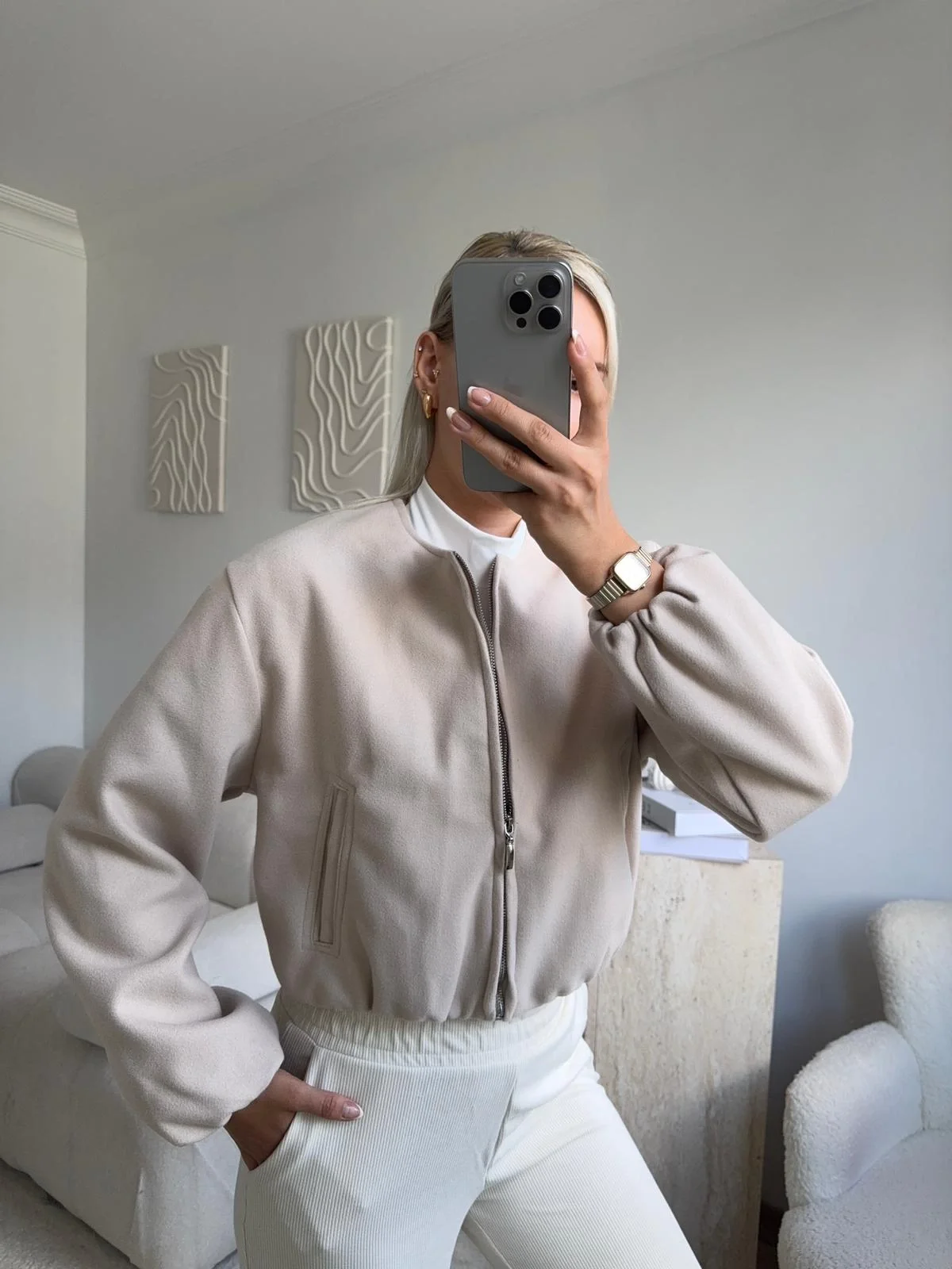 ZR Bomber Kaşe Ceket-BEJ