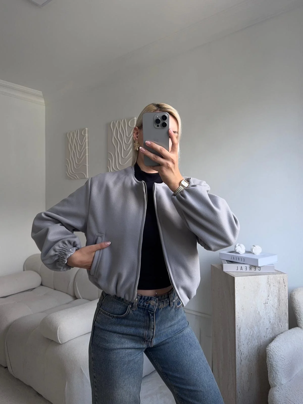 ZR Bomber Kaşe Ceket - GRİ