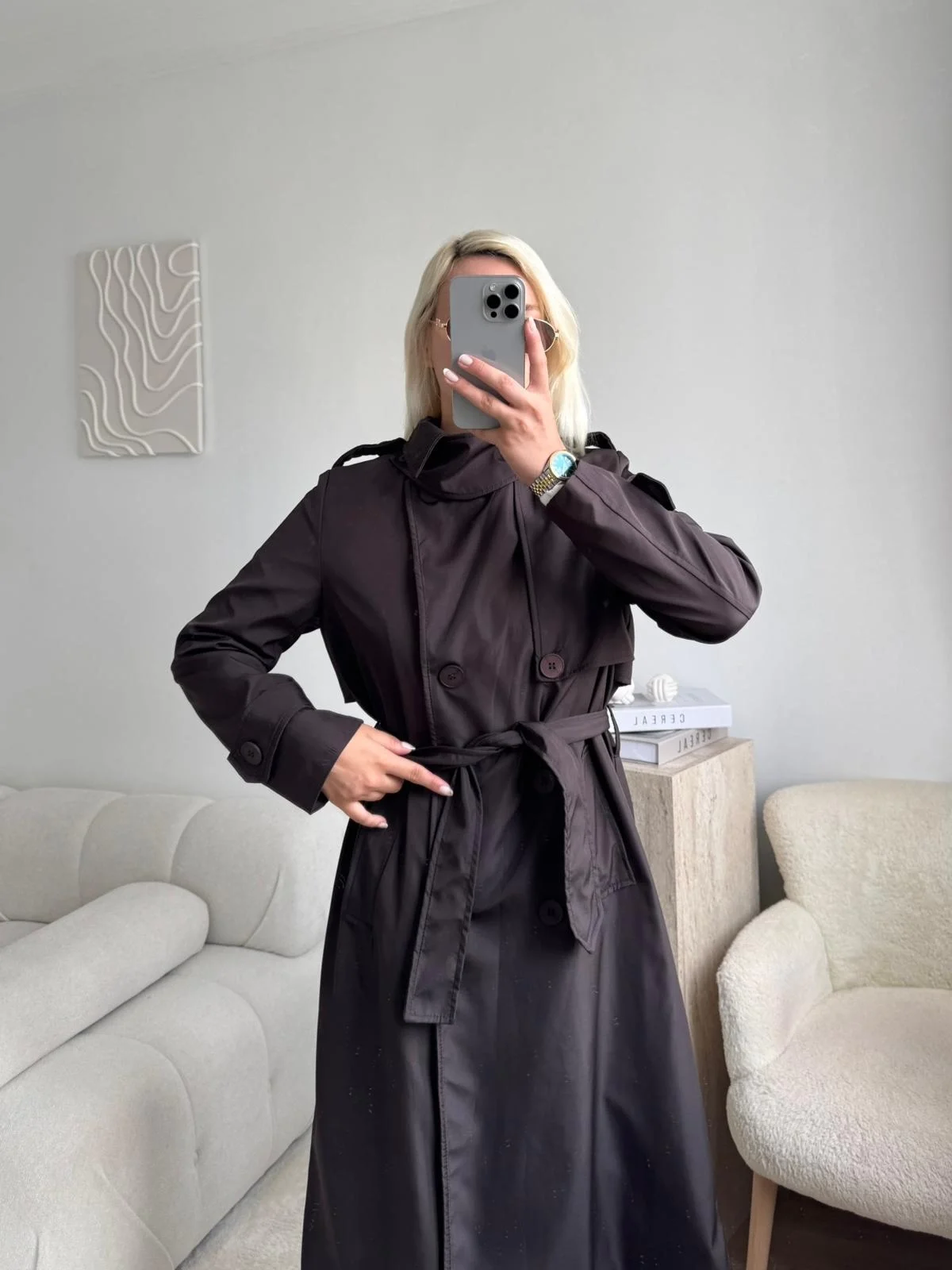 ZR Yaka Detay Trençkot - KAHVE