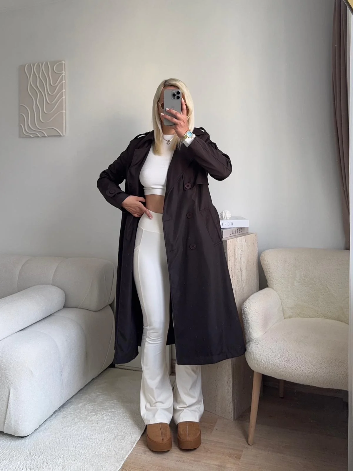 ZR Yaka Detay Trençkot - KAHVE